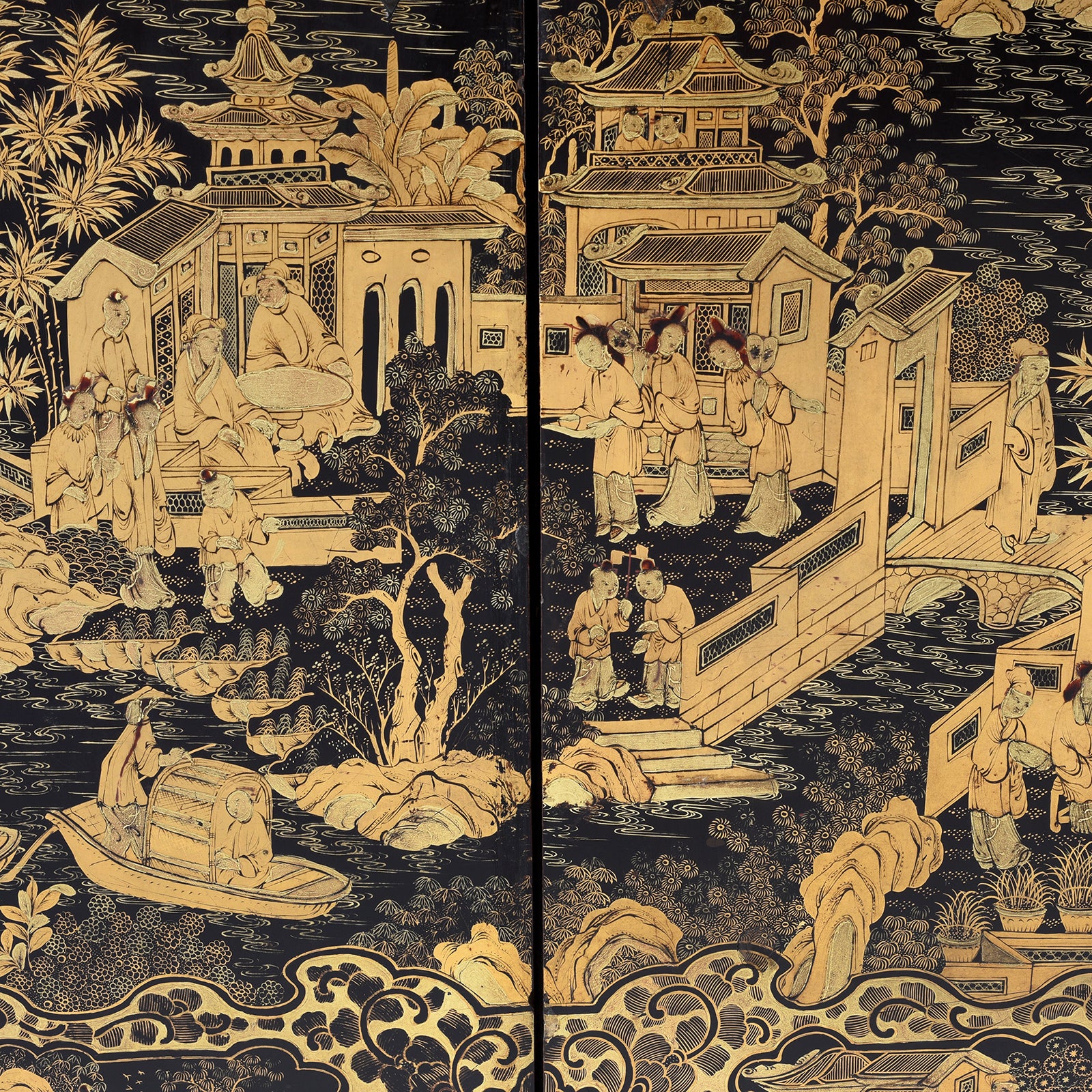 Gilt Black Lacquer Chinese Export Jewellery Cabinet - Early 19thC - Image 17