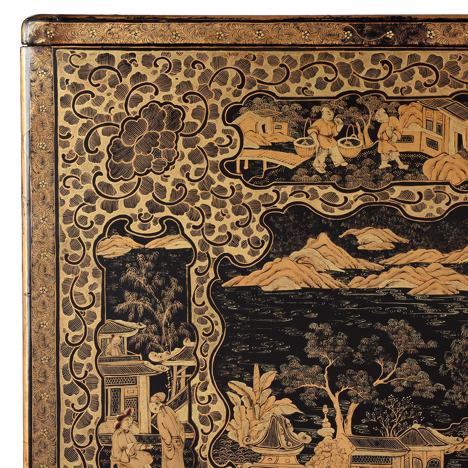 Gilt Black Lacquer Chinese Export Jewellery Cabinet - Early 19thC - Image 19