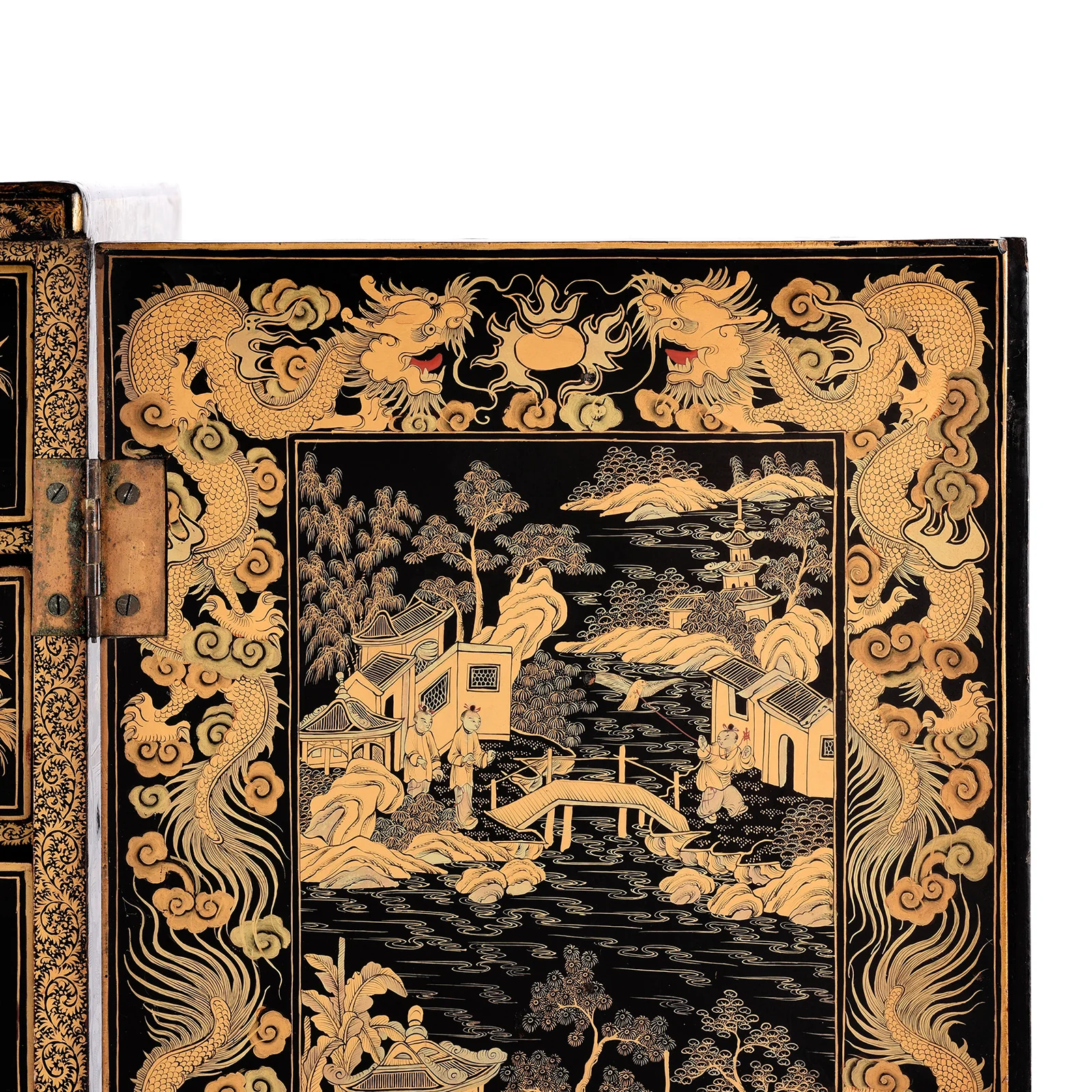 Gilt Black Lacquer Chinese Export Jewellery Cabinet - Early 19thC - Image 21