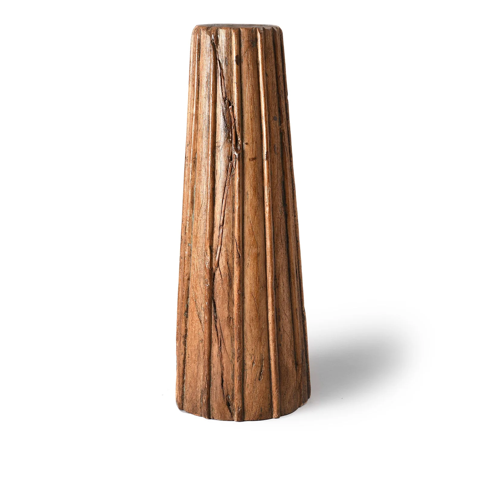 Fluted Teak Pillar Candlestick - 19th Century - Image 4