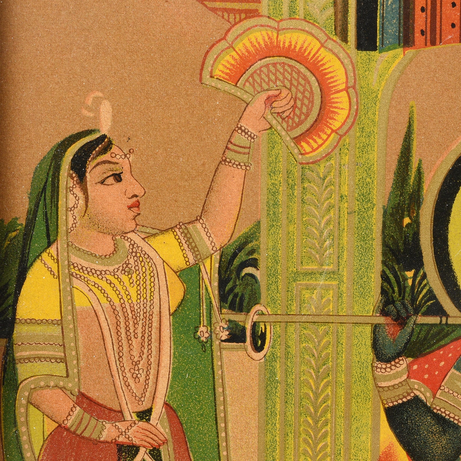 Framed Krishna & Radha Chromolithograph - Ca 1910 - Image 3