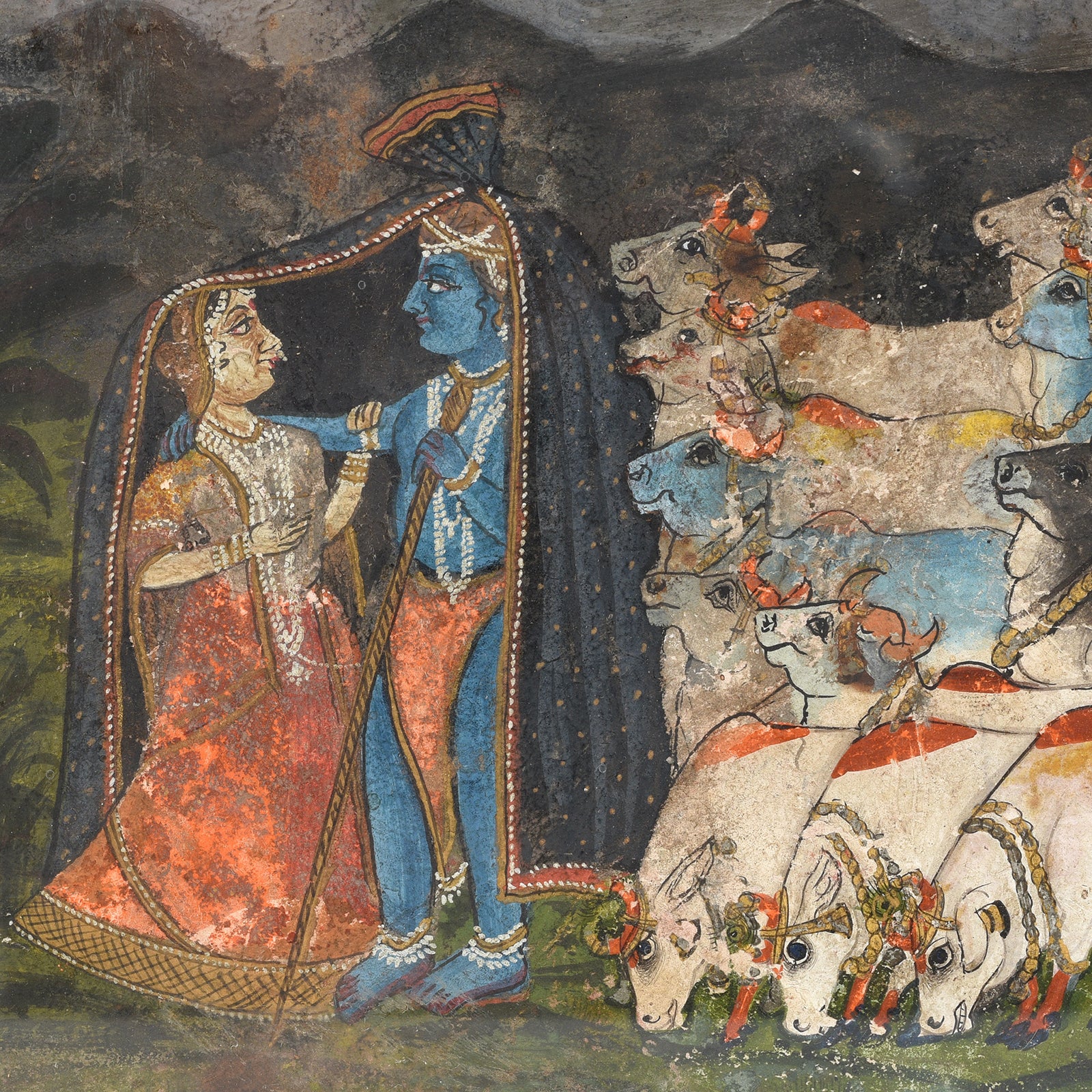 Original Framed Indian Watercolour Of Krishna And Radha - Ca 1900 - Image 2