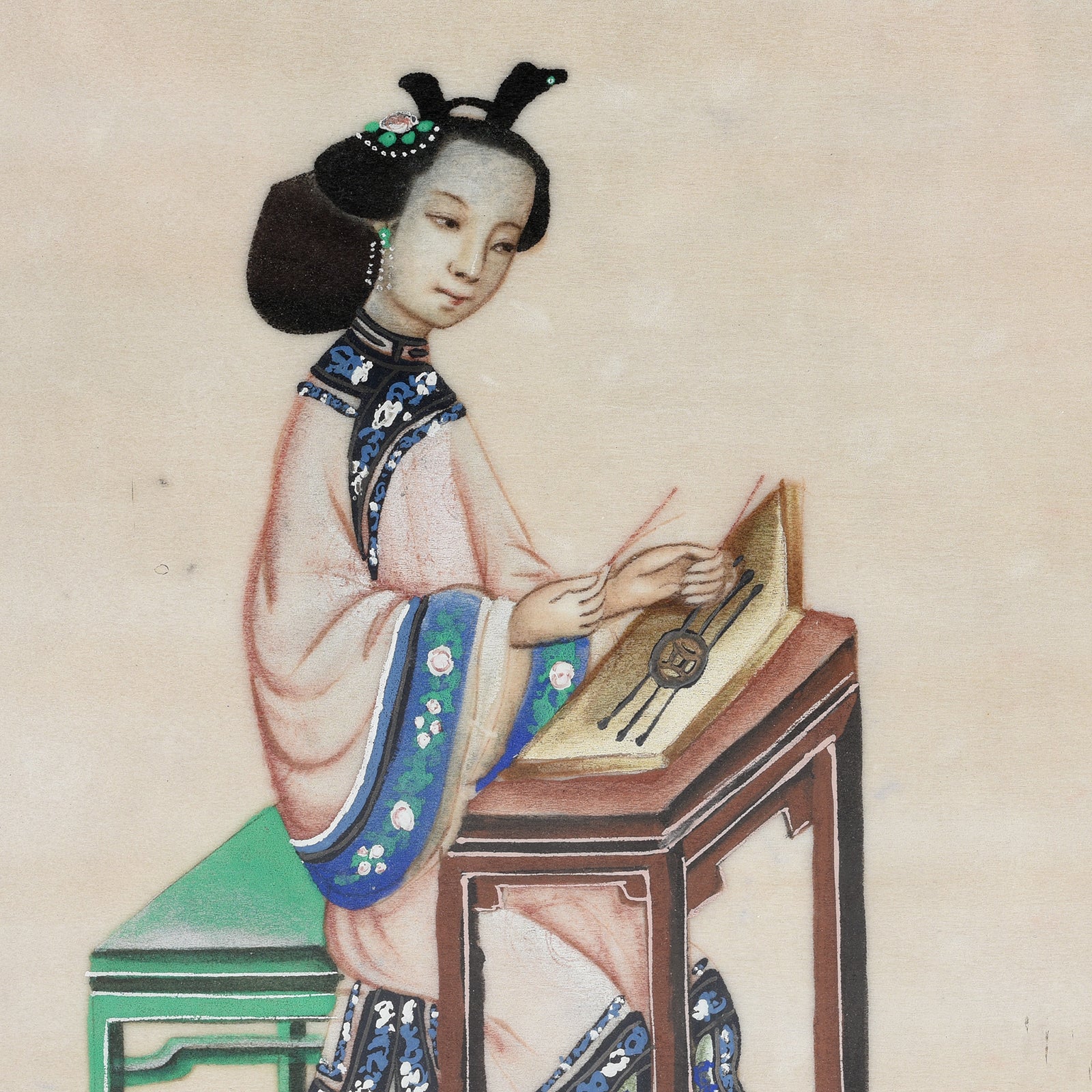 Framed Watercolour Painting of A Musician on Pith Paper - 19th Century - Image 2