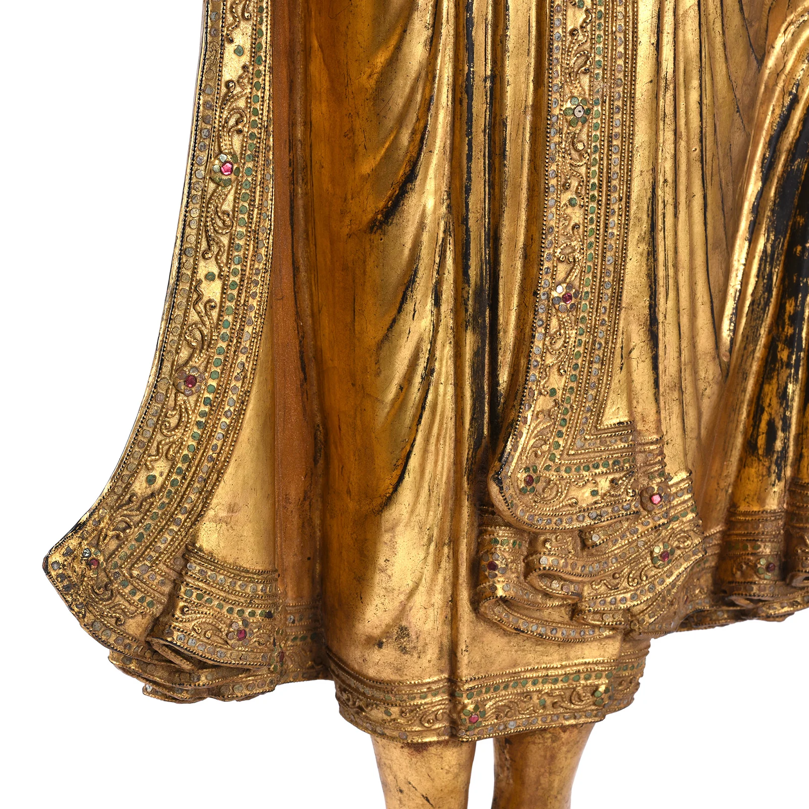 Gilded Teak Standing Mandalay Buddha - Ca 1920 - Image 10