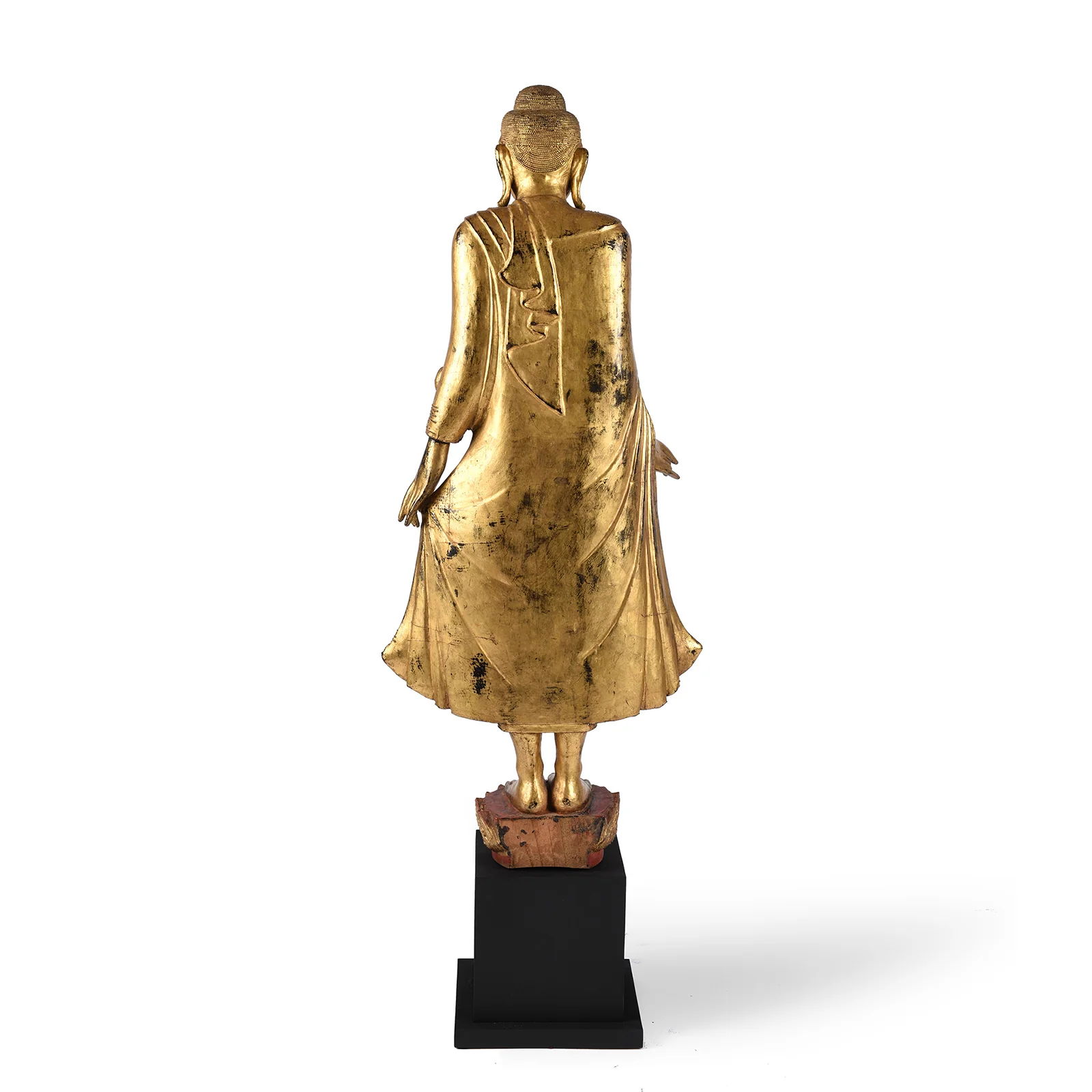 Gilded Teak Standing Mandalay Buddha - Ca 1920 - Image 11