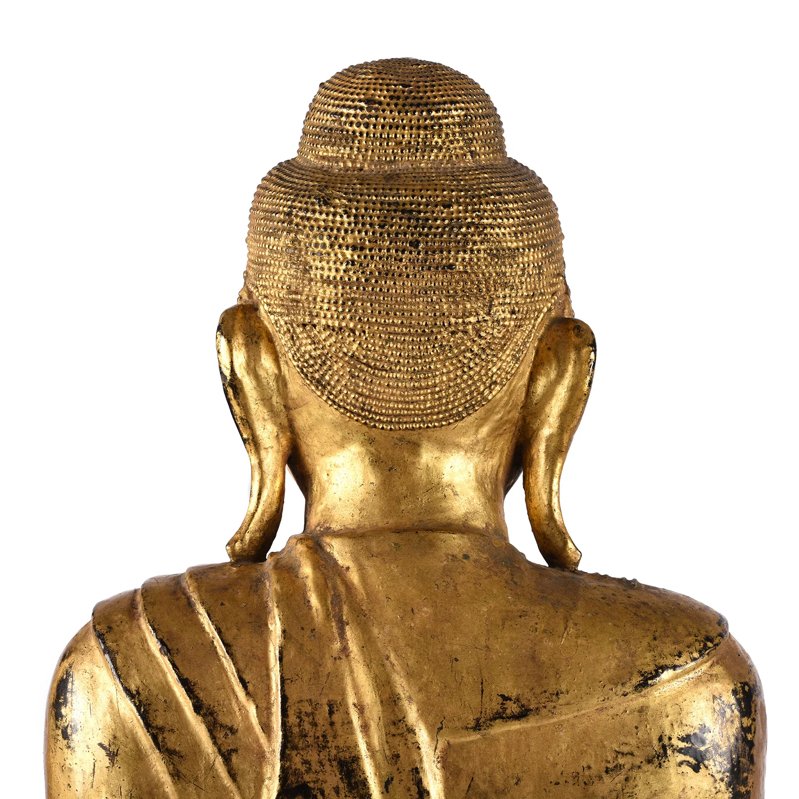 Gilded Teak Standing Mandalay Buddha - Ca 1920 - Image 12