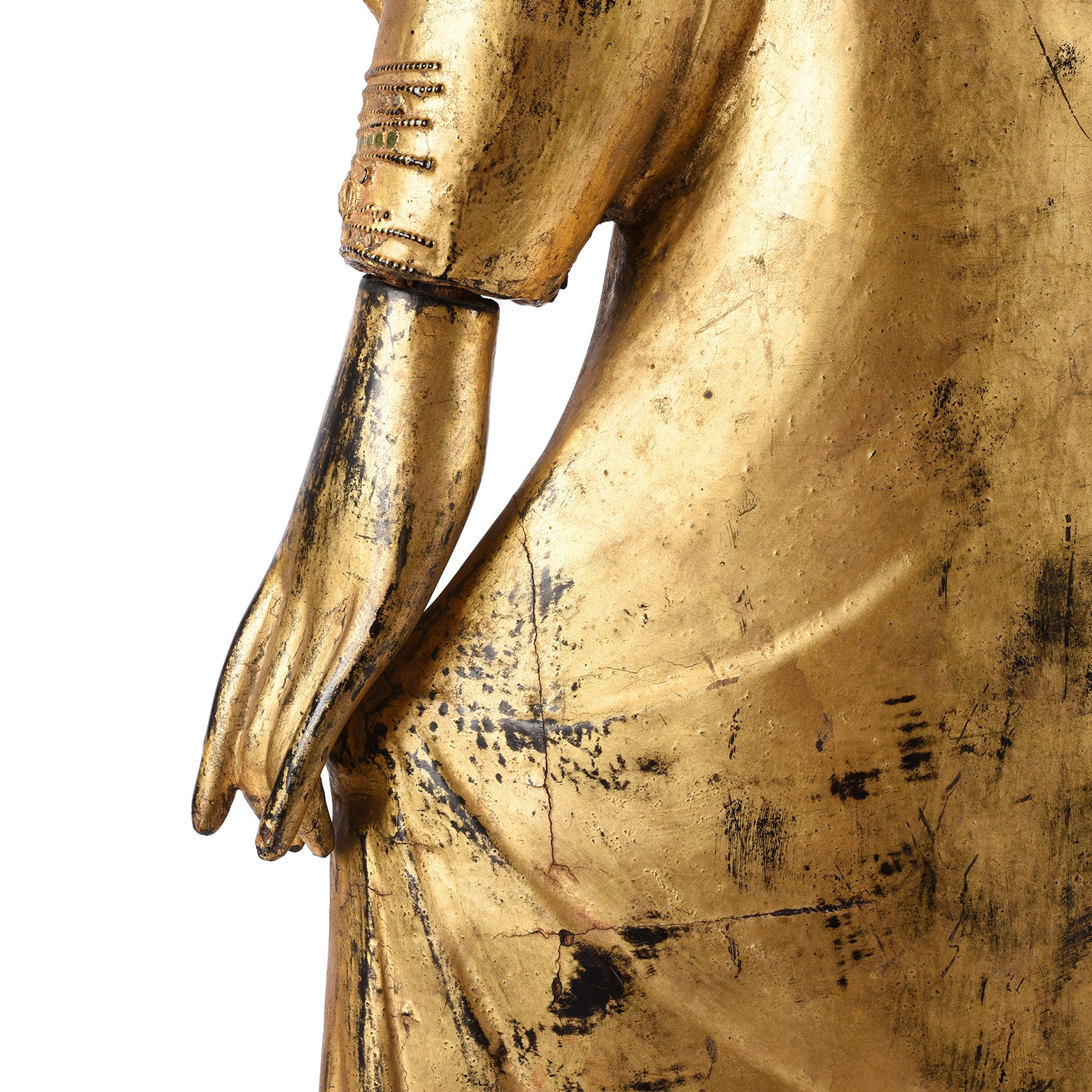 Gilded Teak Standing Mandalay Buddha - Ca 1920 - Image 13