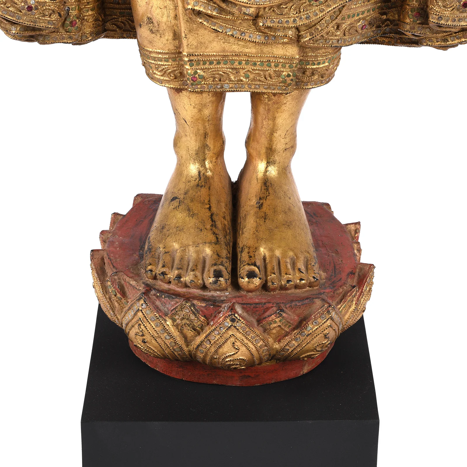 Gilded Teak Standing Mandalay Buddha - Ca 1920 - Image 14