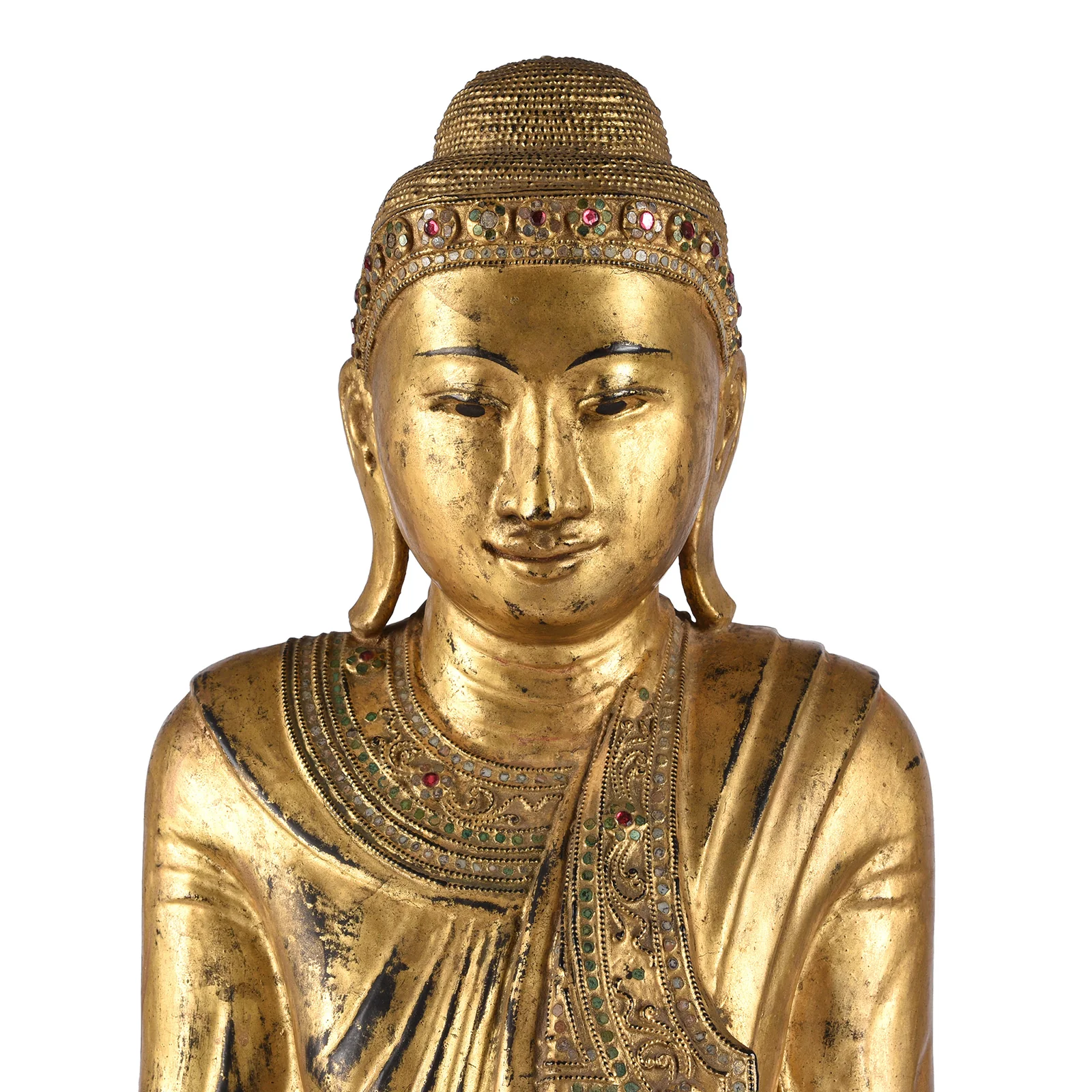 Gilded Teak Standing Mandalay Buddha - Ca 1920 - Image 5