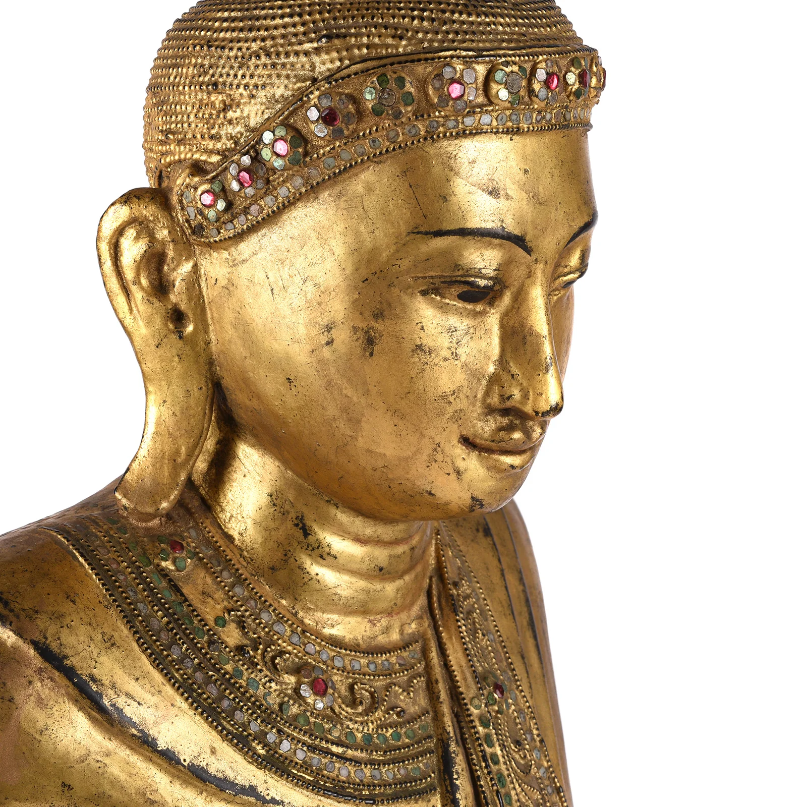 Gilded Teak Standing Mandalay Buddha - Ca 1920 - Image 6