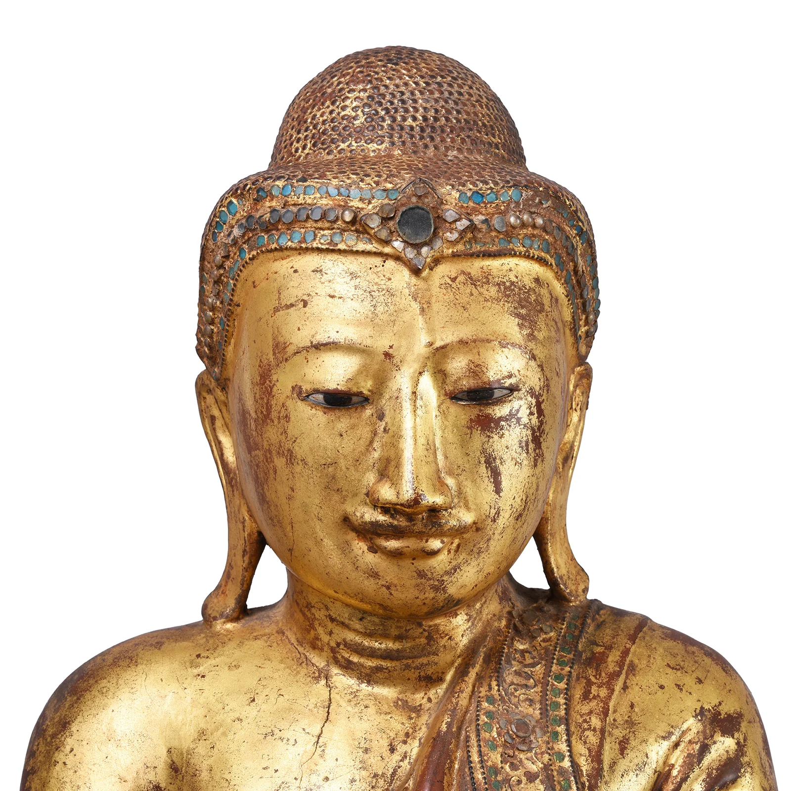 Gilded Teak Burmese Sitting Buddha from Mandalay - 19th Century - Image 3