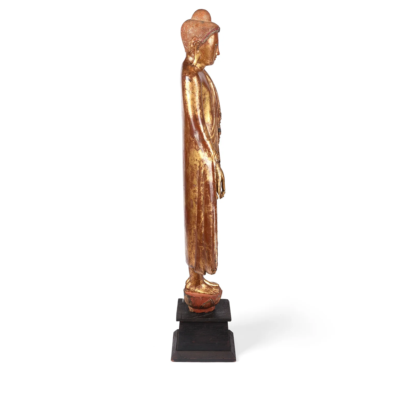 Gilded Teak Burmese Standing Buddha from Mandalay - 19th Century - Image 4