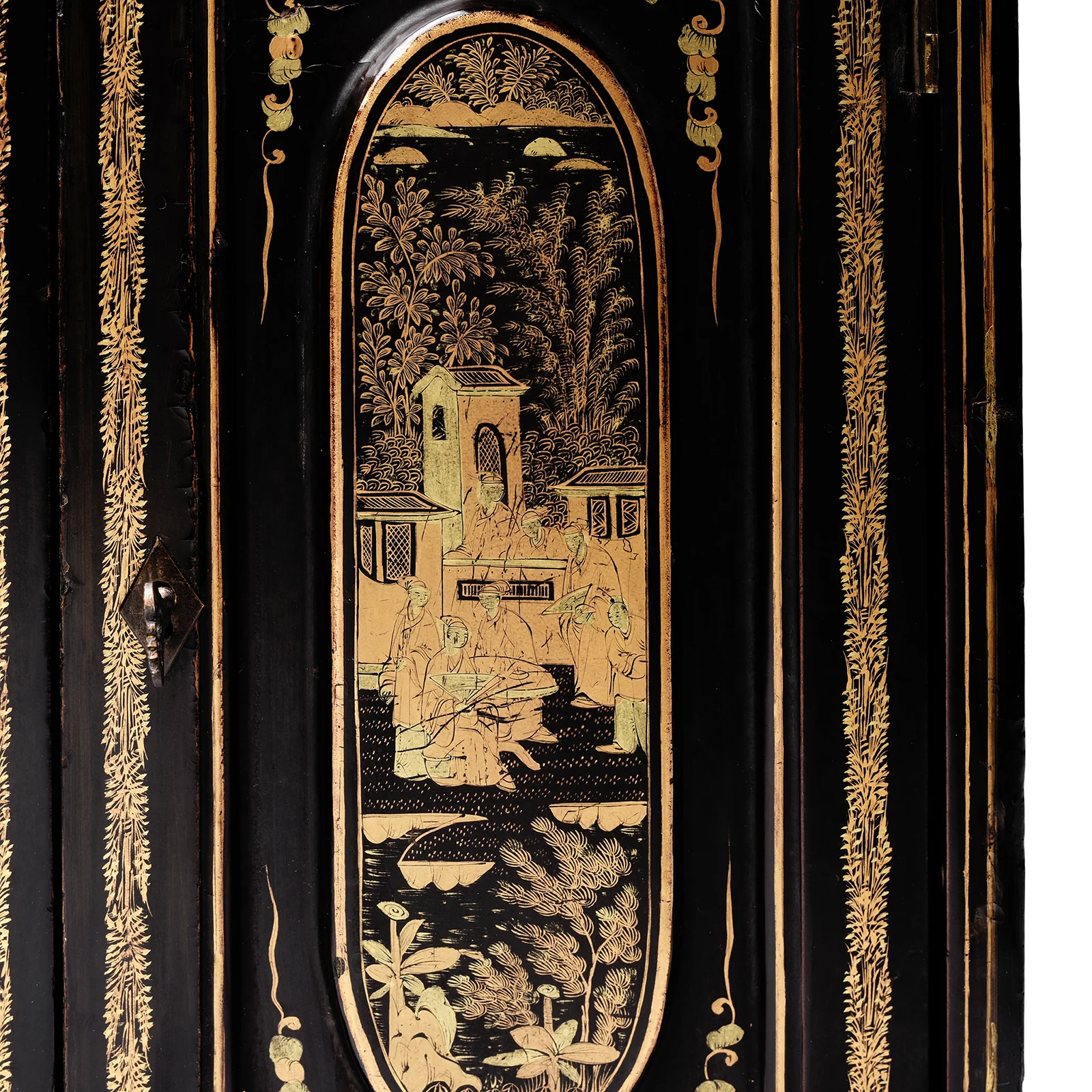 Gilt Black Lacquer Canton Export Jewellery Cabinet - 19th Century - Image 18