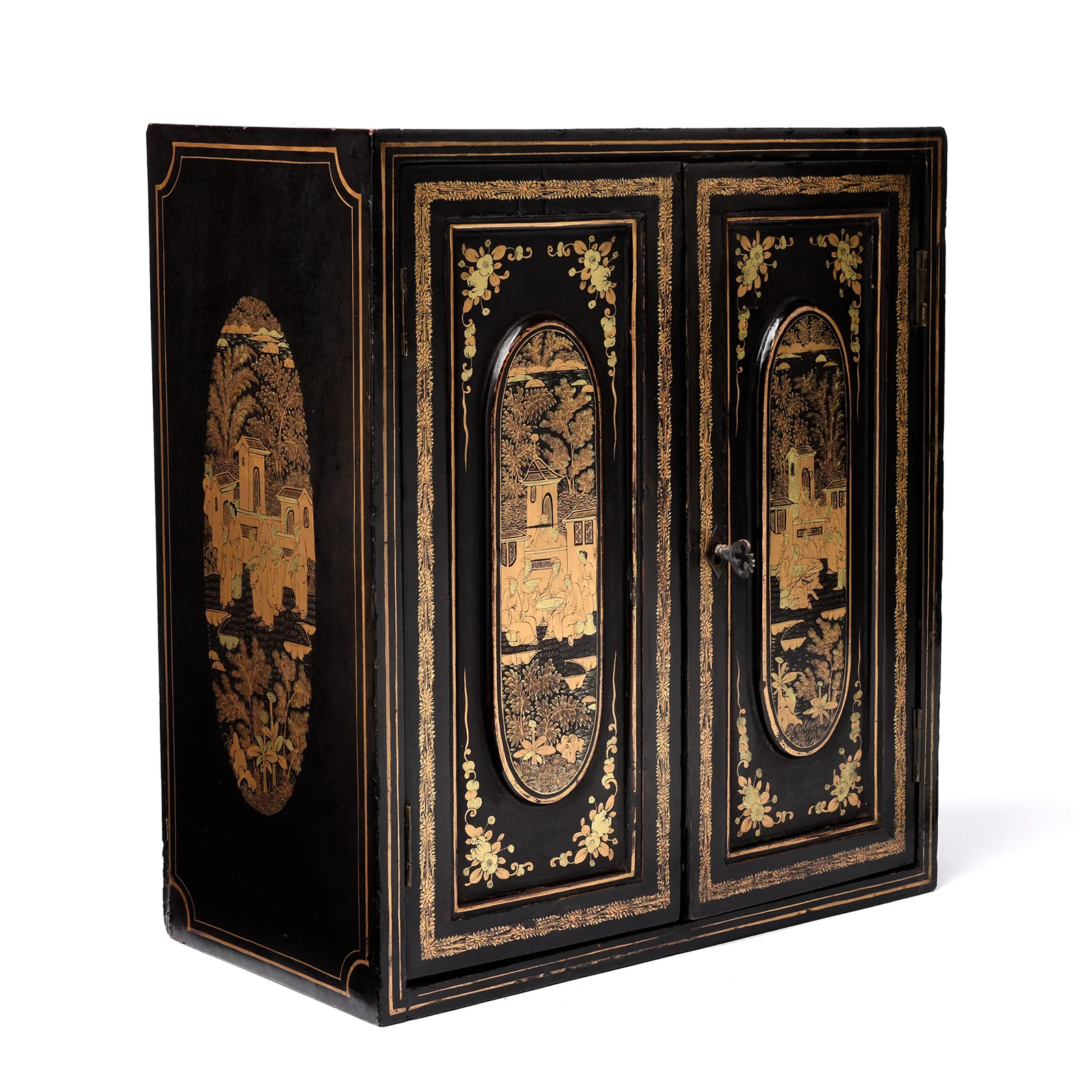 Gilt Black Lacquer Canton Export Jewellery Cabinet - 19th Century - Image 5