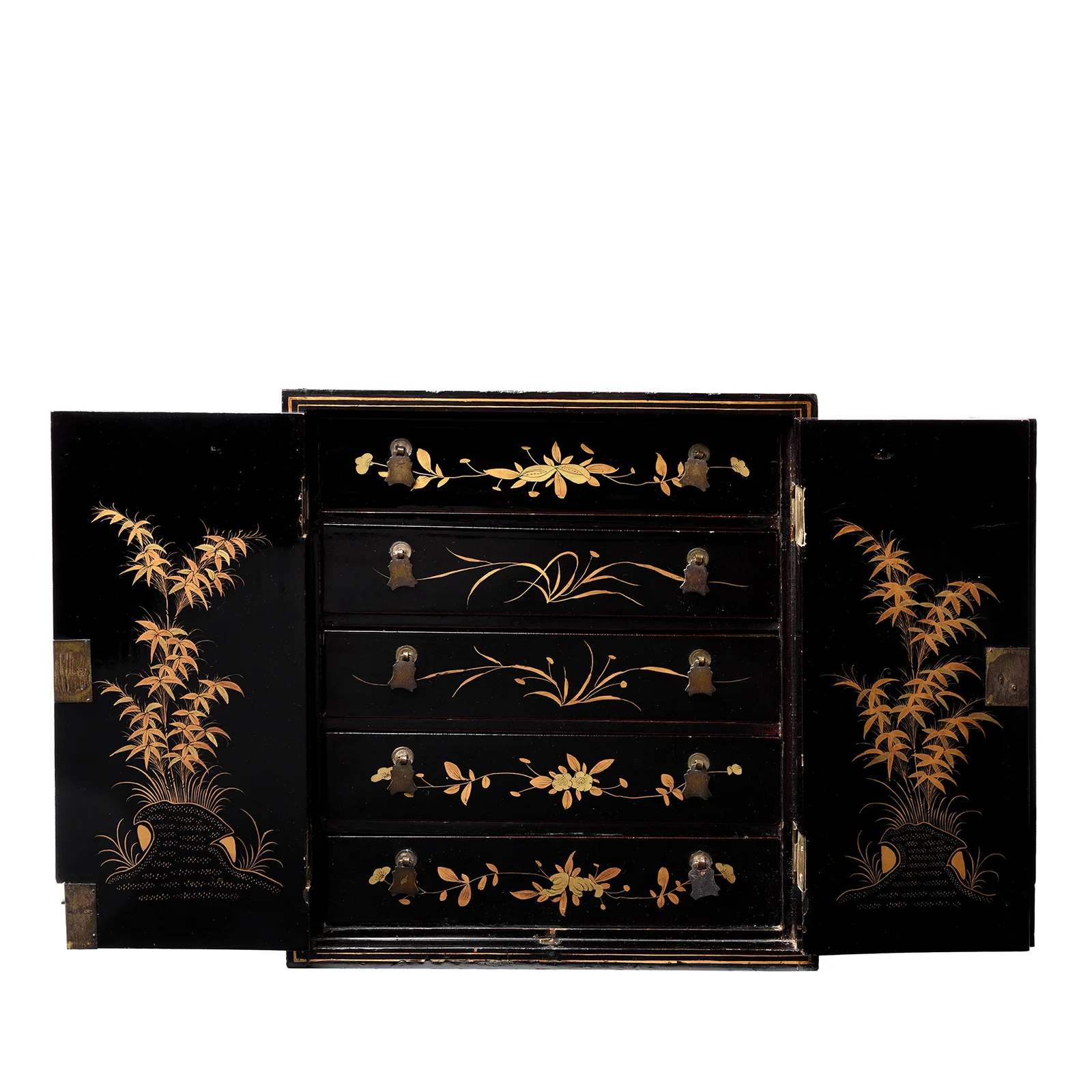 Gilt Black Lacquer Canton Export Jewellery Cabinet - 19th Century - Image 6