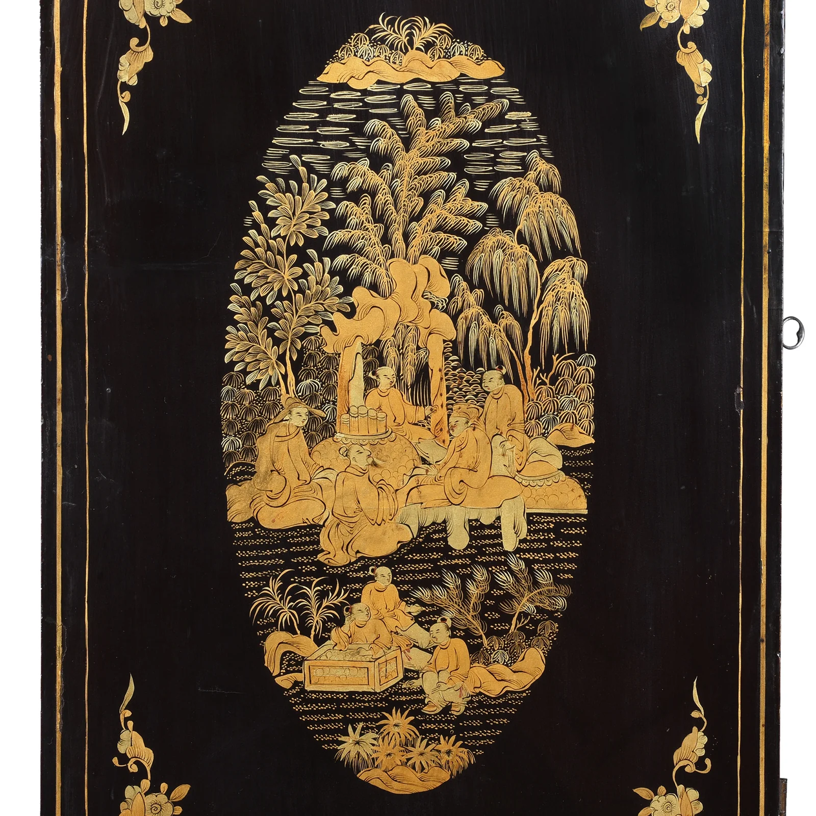 Gilt Black Lacquer Chinese Export Table Cabinet - Early 19th Century - Image 12