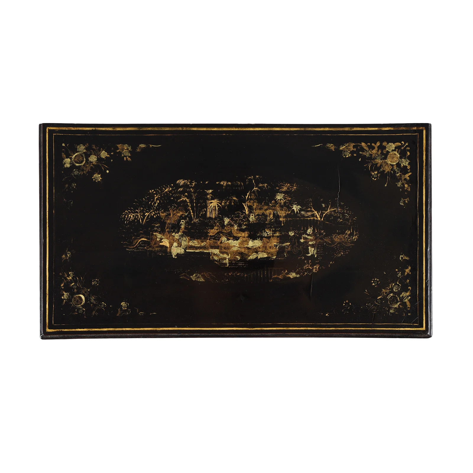 Gilt Black Lacquer Chinese Export Table Cabinet - Early 19th Century - Image 13