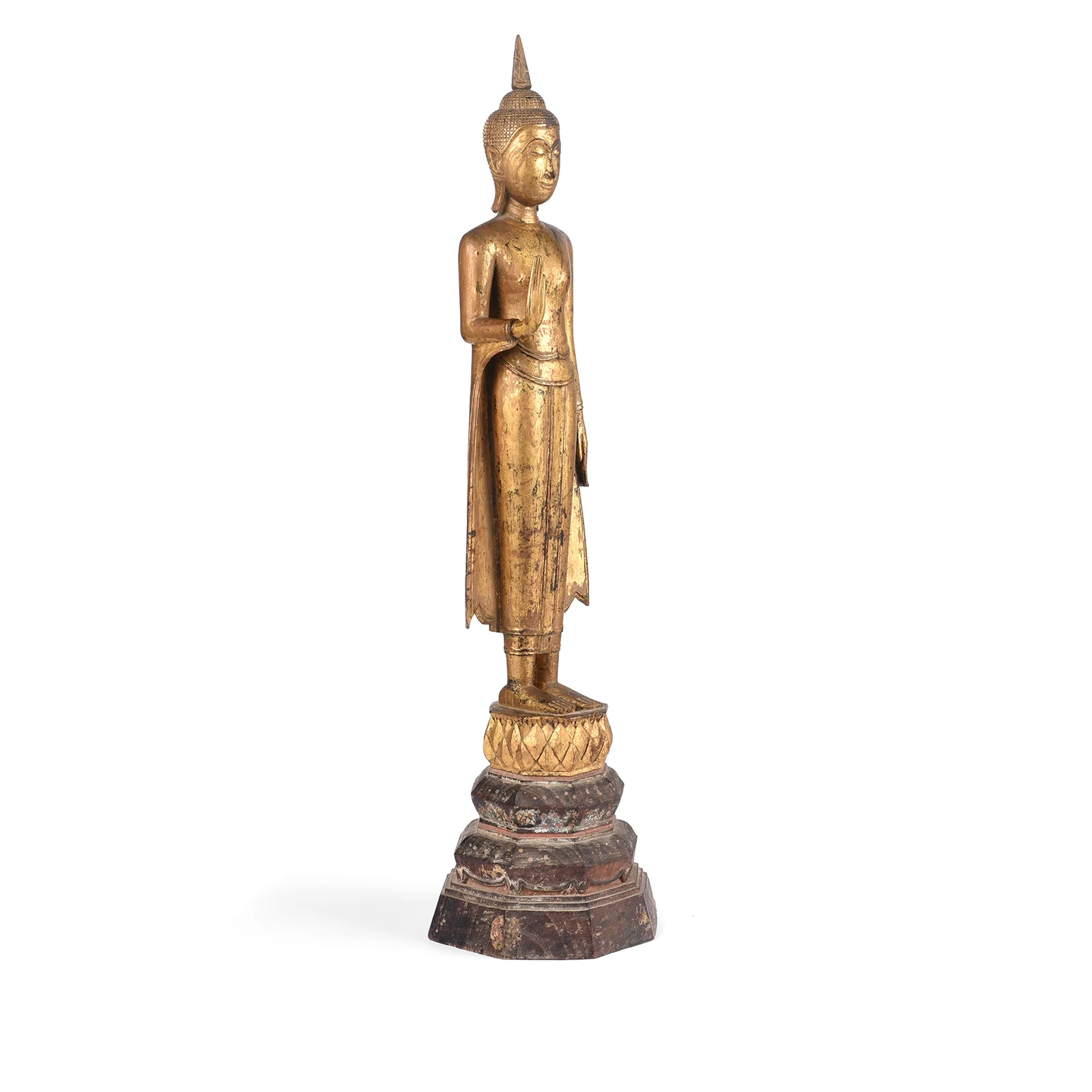 Gilt Teak Sukothai Style Standing Thai Buddha - Early 19th Century - Image 4
