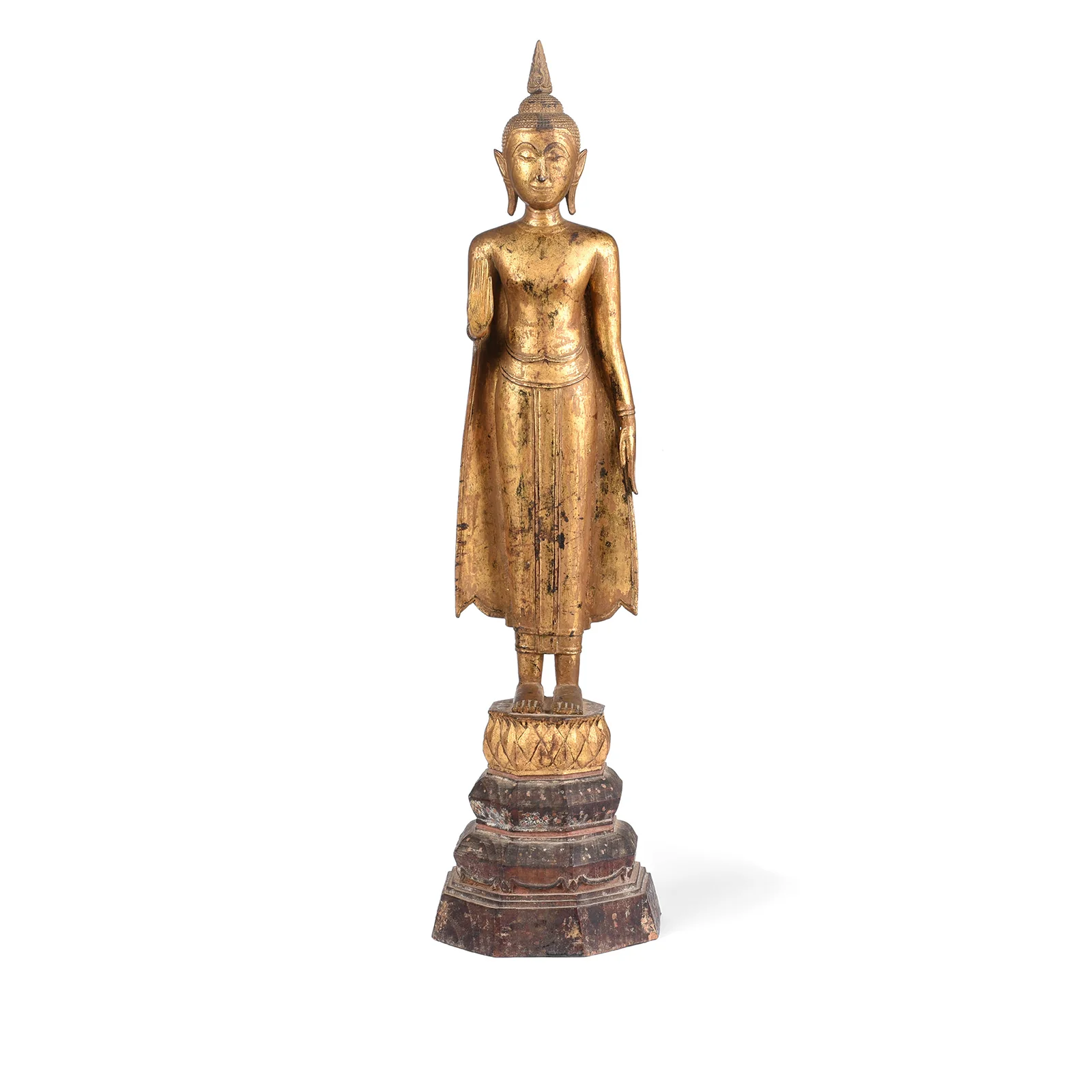 Gilt Teak Sukothai Style Standing Thai Buddha - Early 19th Century - Image 5
