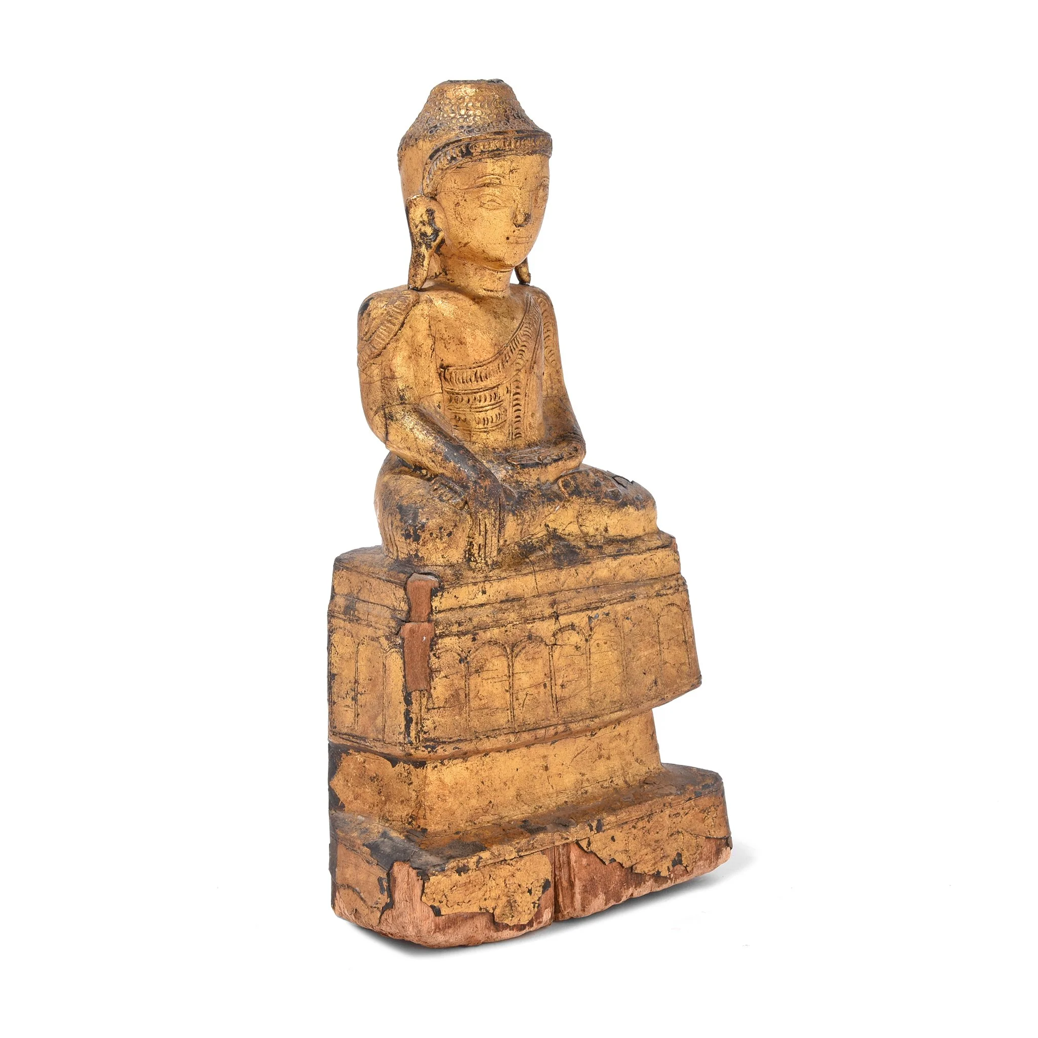 Gilt Wooden Burmese Buddha Statue - 18thC - Image 3