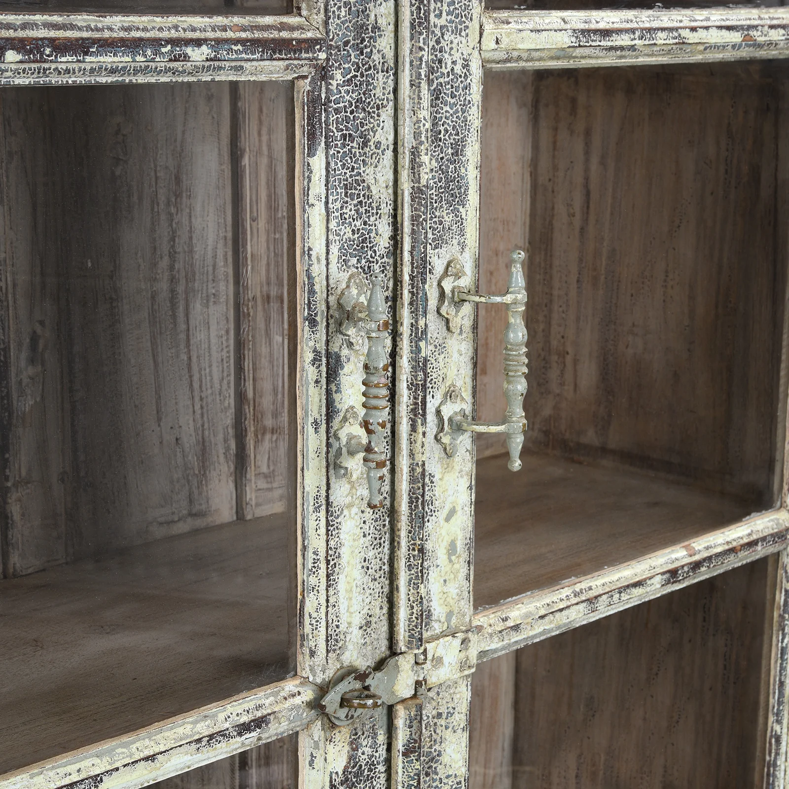 Glazed Painted Teak Indian Book Cabinet - Ca 1910 - Image 8