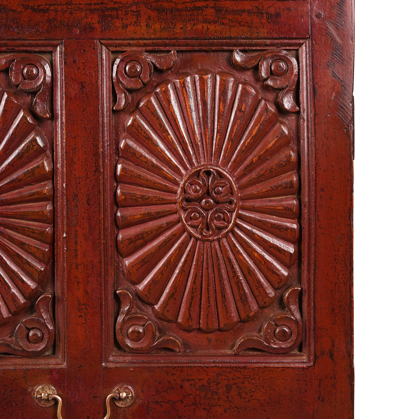 Glazed Teak Almirah Cabinet With Sunburst Panels - 19th Century - Image 9
