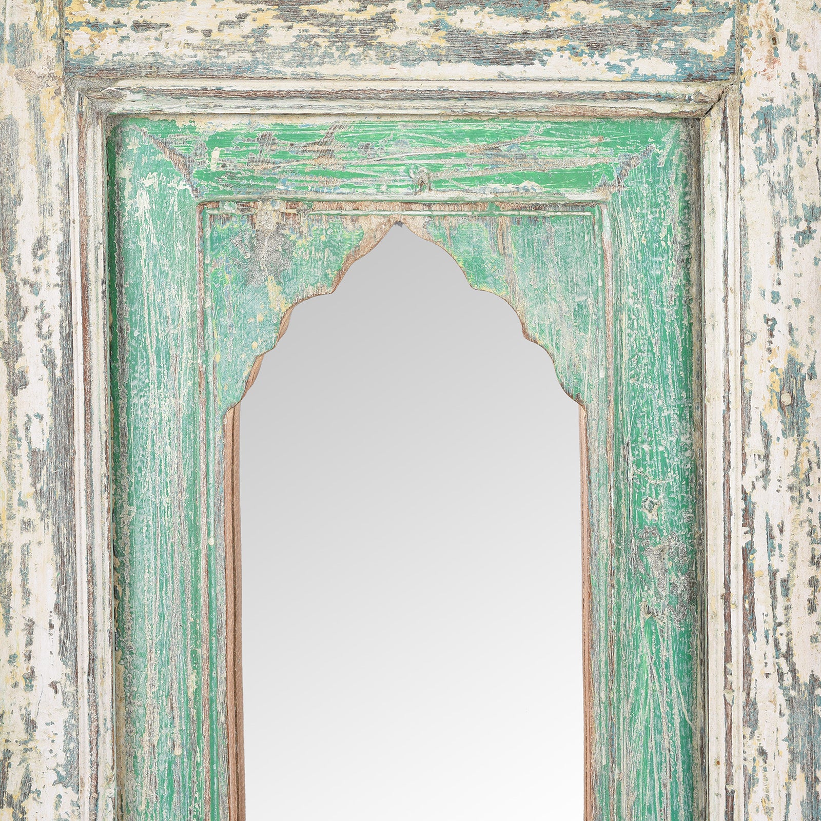Green Mihrab Mirror Made From Old Teak - Image 2