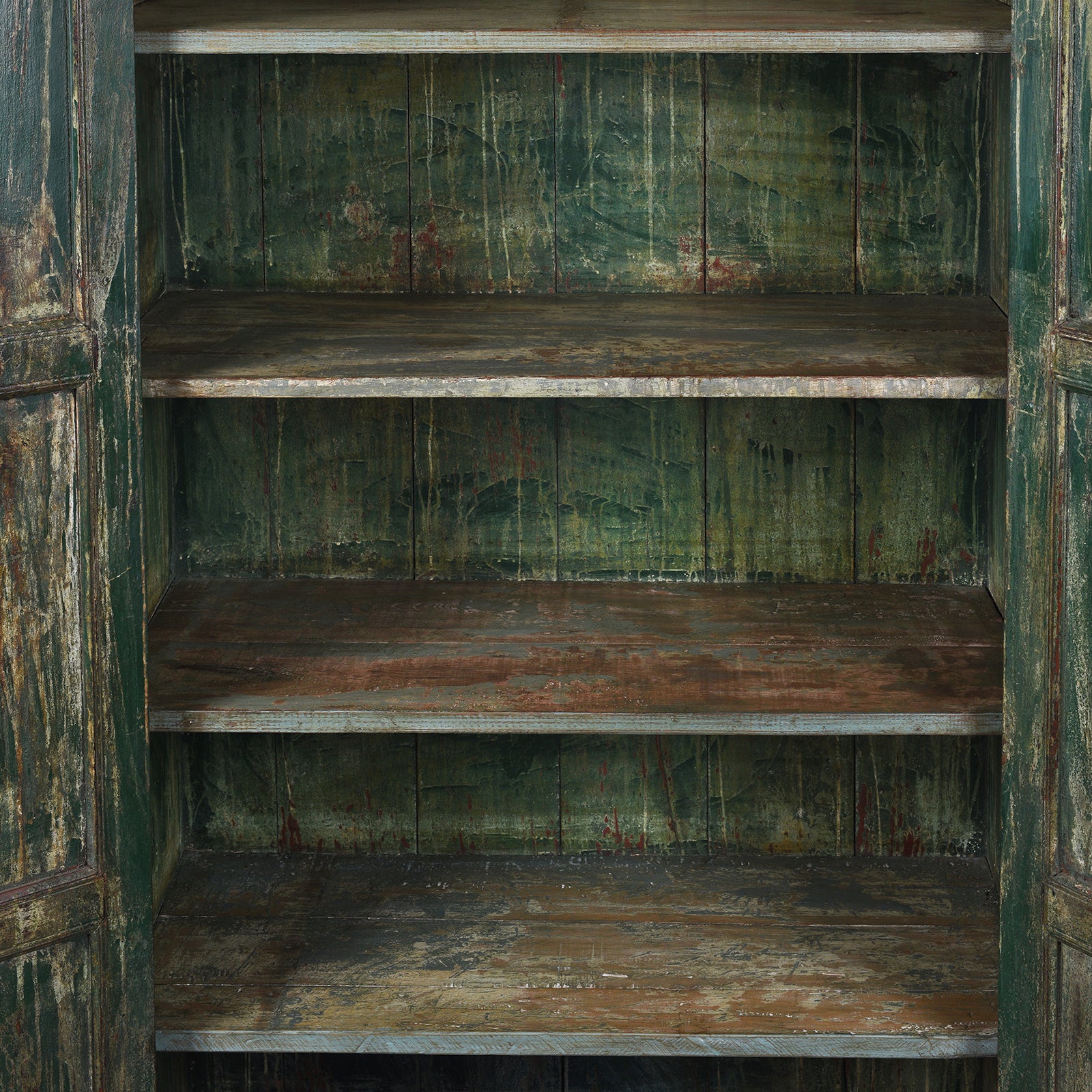 Green Painted Reclaimed Teak Cabinet - Image 7