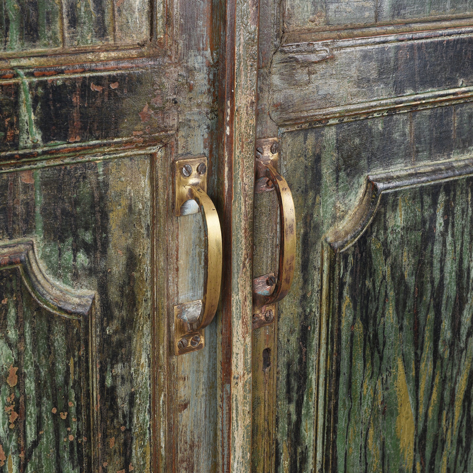Green Painted Reclaimed Teak Cabinet - Image 8