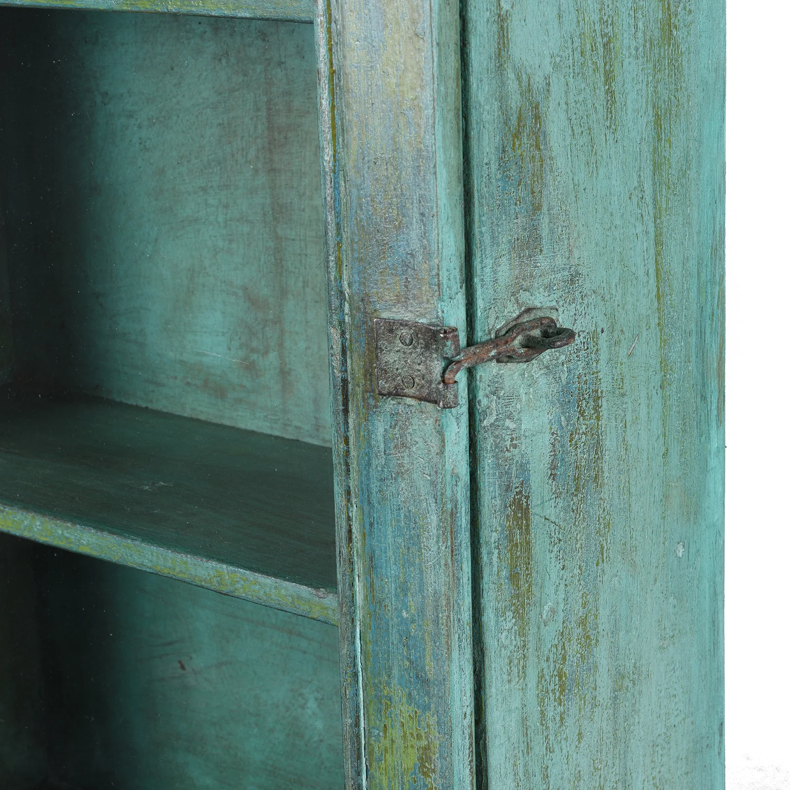 Green Painted Teak Glazed Wall Cabinet - 1920 - Image 4