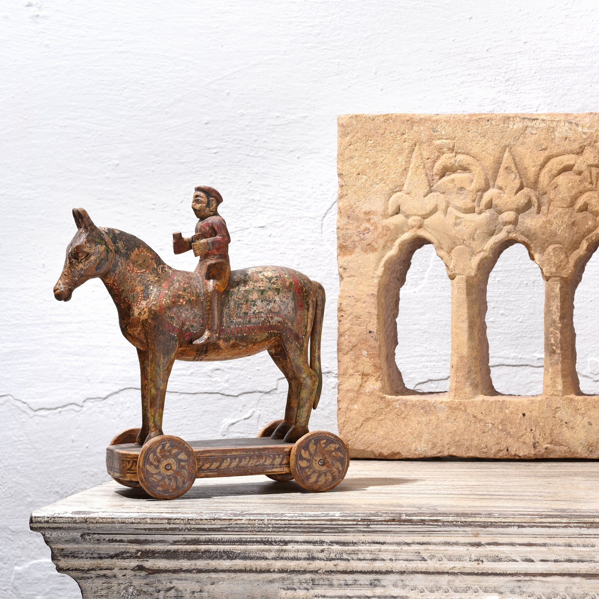 Wooden Painted Horse Wheeltoy - 19thC - Image 2