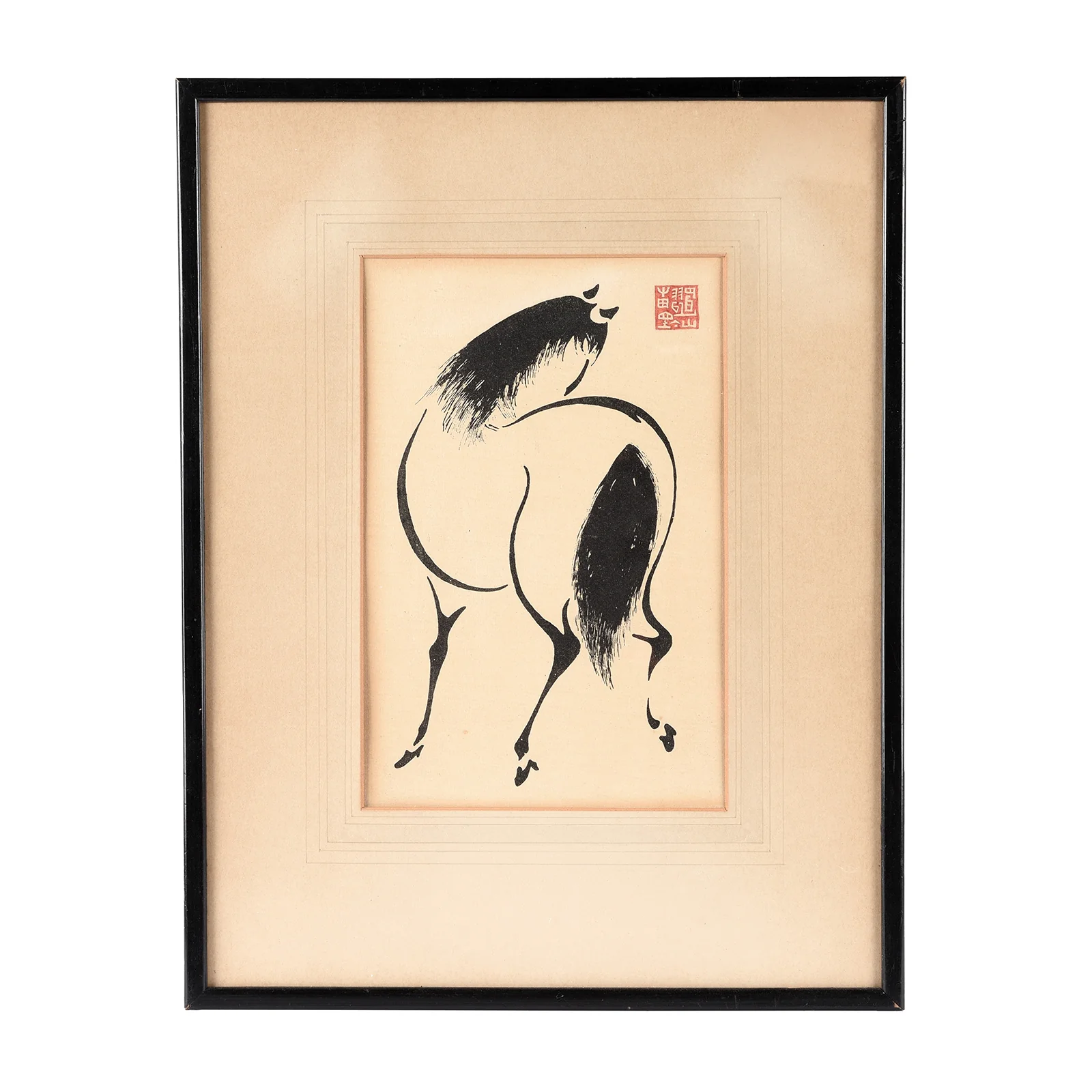 Horses Woodblock Print By Wakyosai - Ca 1950