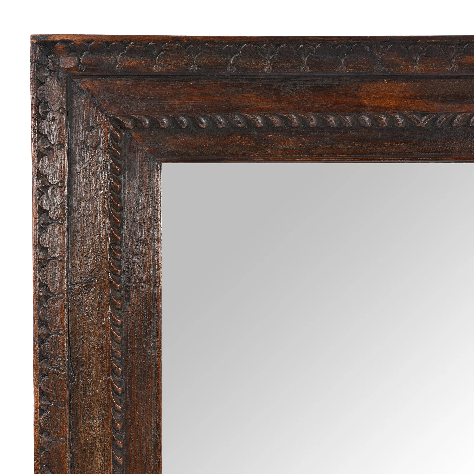 Carved Teak Window Mirror - 19th Century (94 x 120 cm) - Image 2