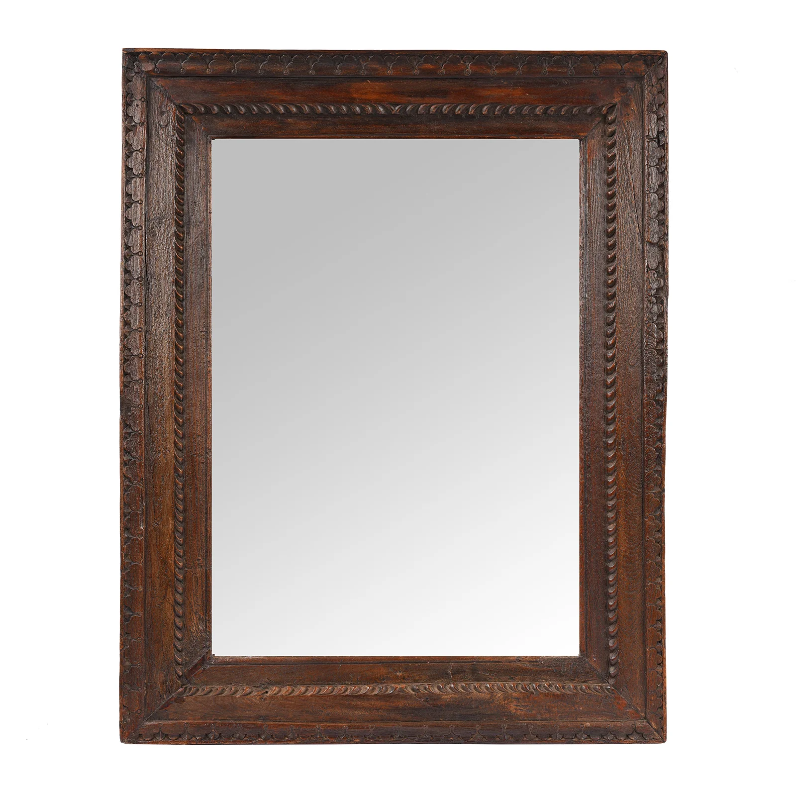 Carved Teak Window Mirror - 19th Century (94 x 120 cm) - Image 6