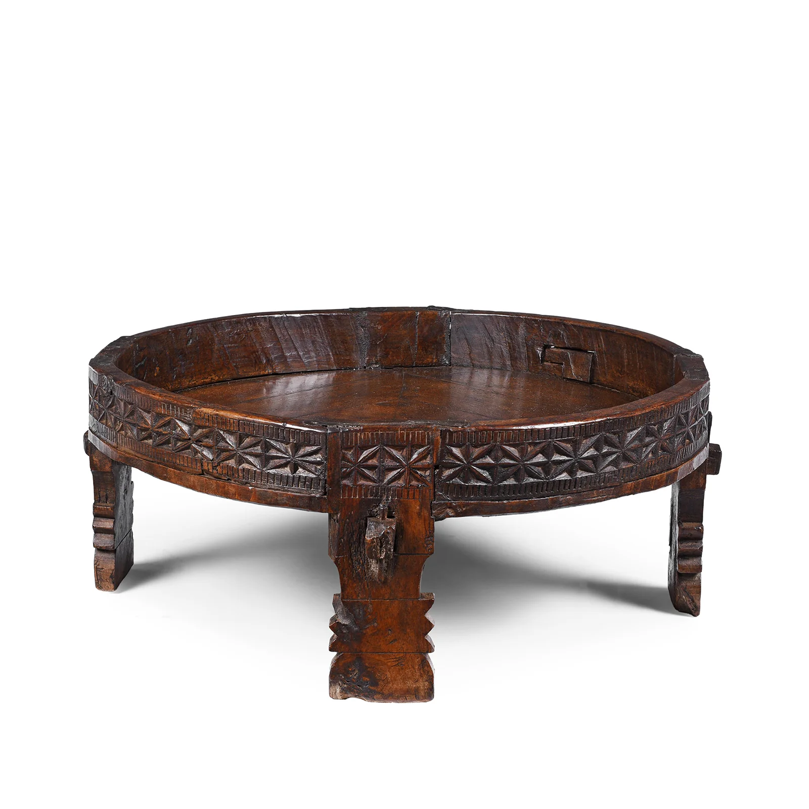 Indian Chakki Coffee Table - Teak Rice Mill - 19th Century - Image 4