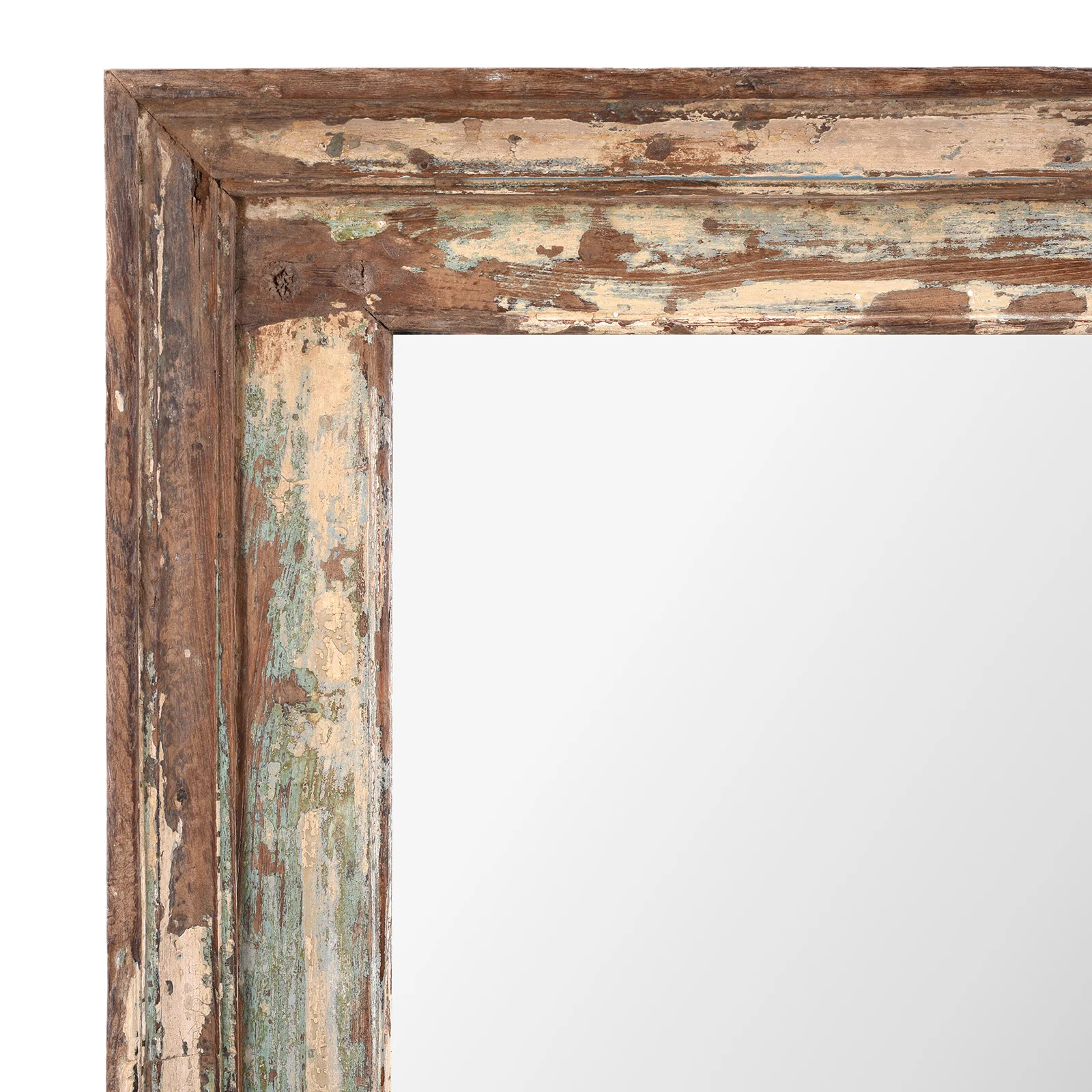 Green Painted Mirror Made From Old Architectural Teak - Image 3
