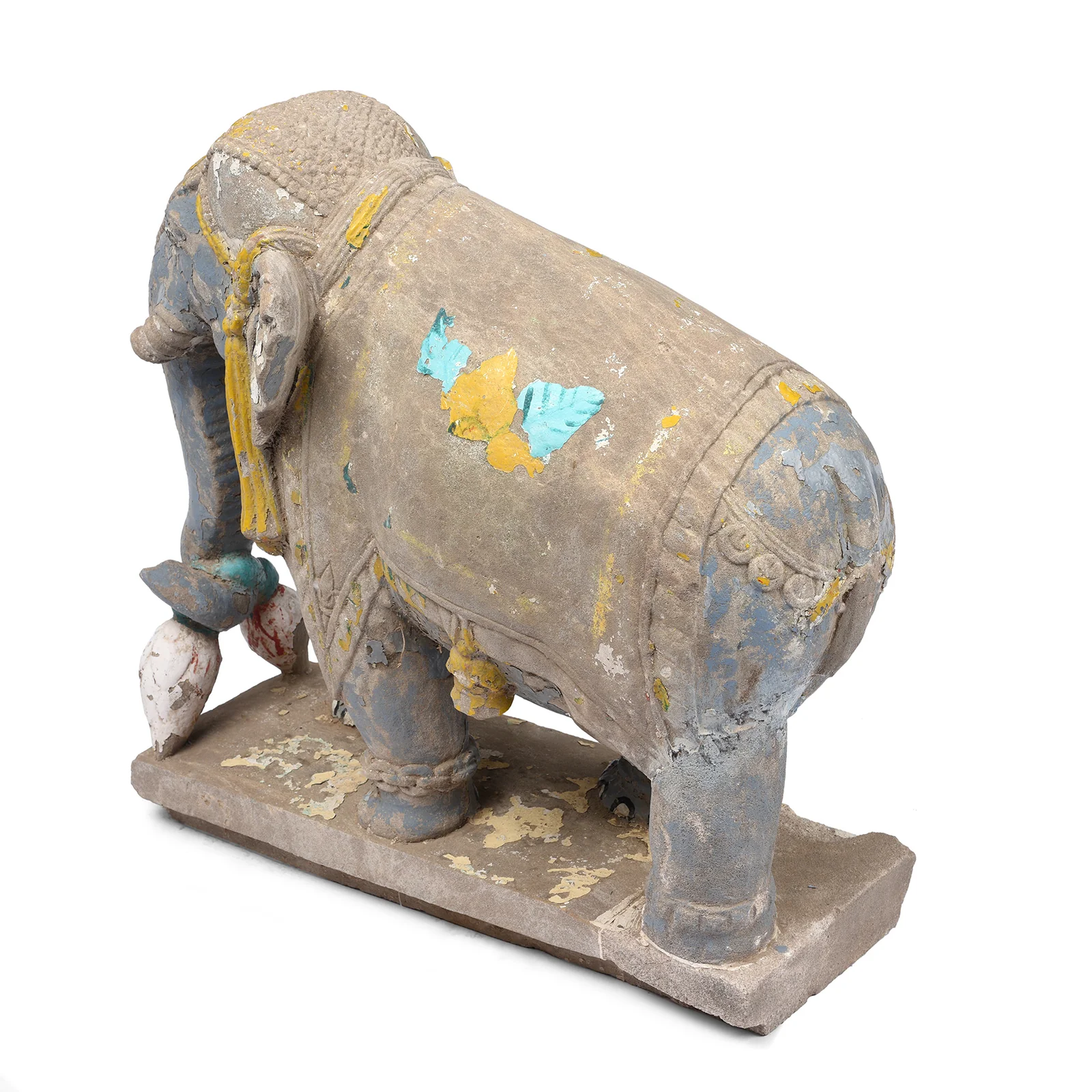 Painted Stone Elephant Statues From Kutch - Late 19th Century - Image 12