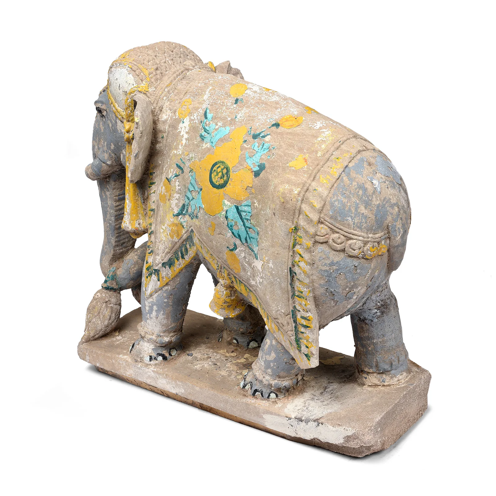 Painted Stone Elephant Statues From Kutch - Late 19th Century - Image 4