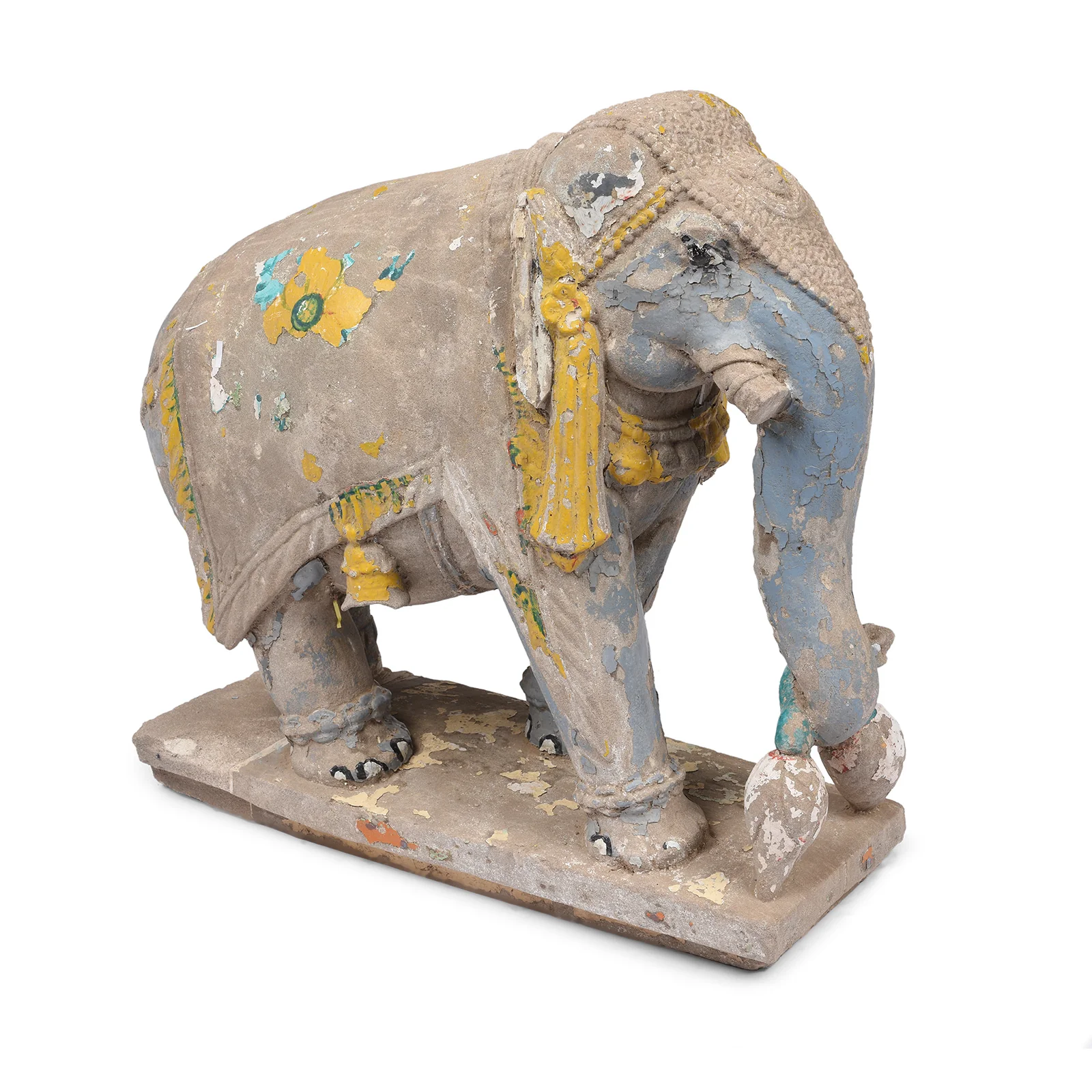 Painted Stone Elephant Statues From Kutch - Late 19th Century - Image 8