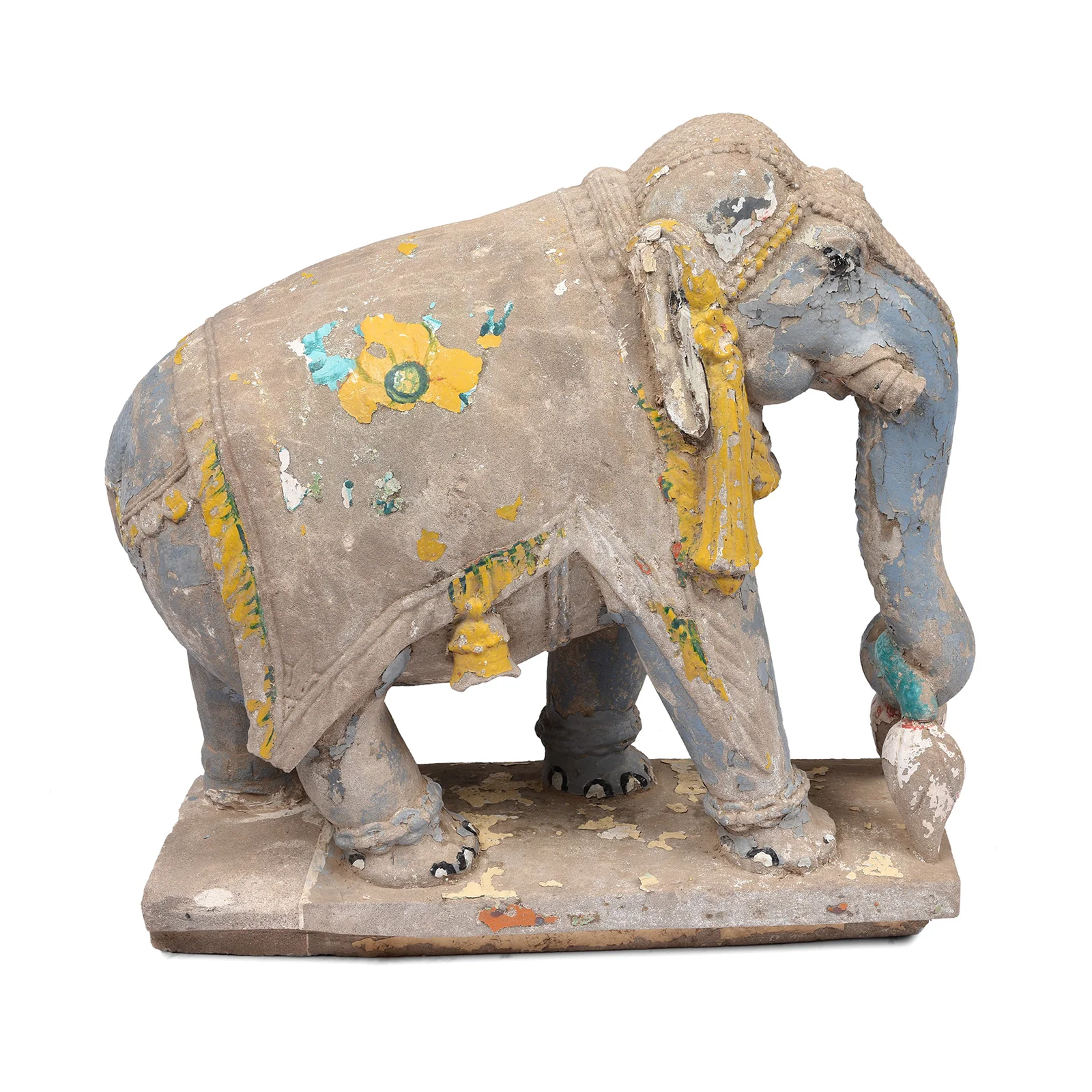 Painted Stone Elephant Statues From Kutch - Late 19th Century - Image 9