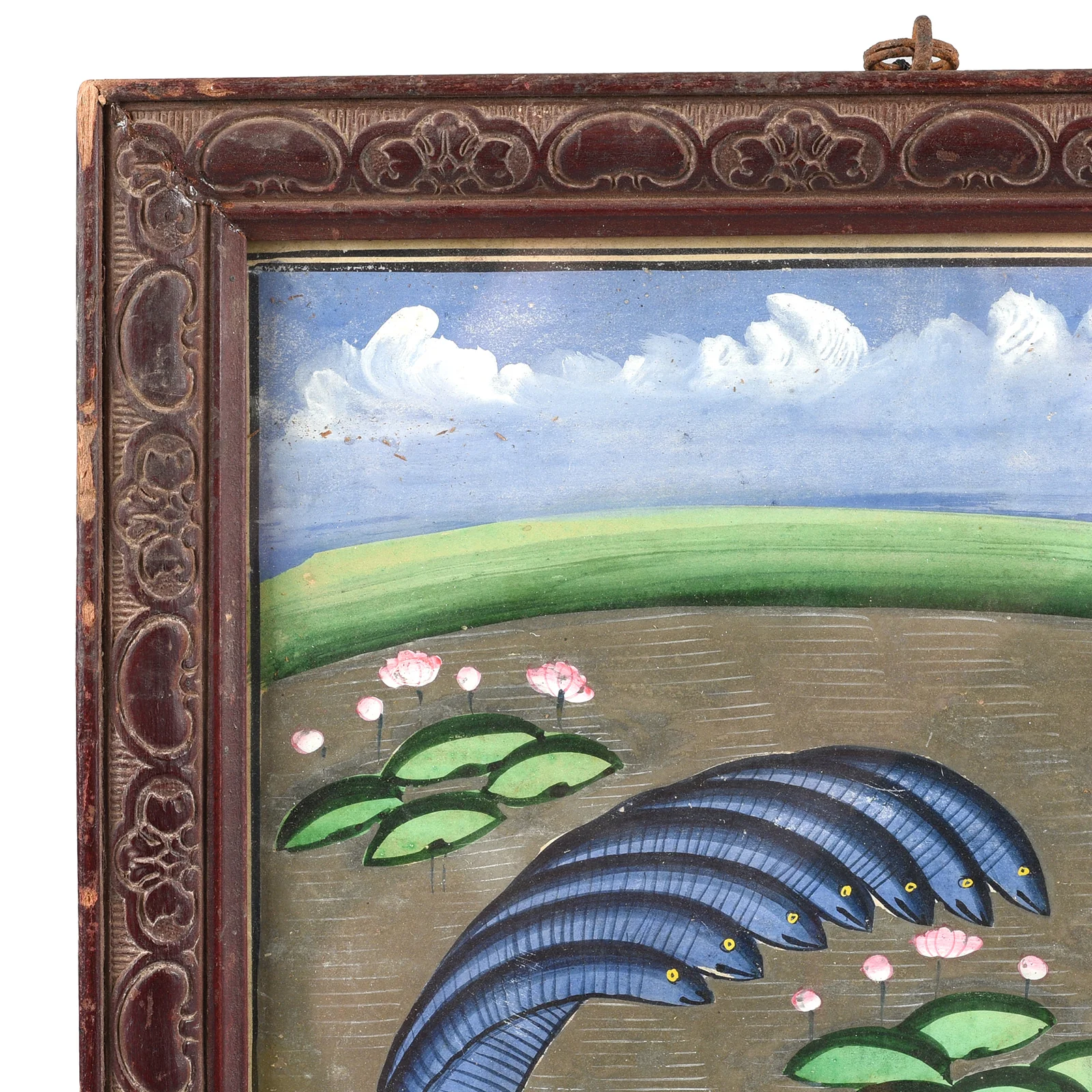 Original Indian Watercolour Of Vishnu On A Bed Of Snakes - 19thC - Image 3