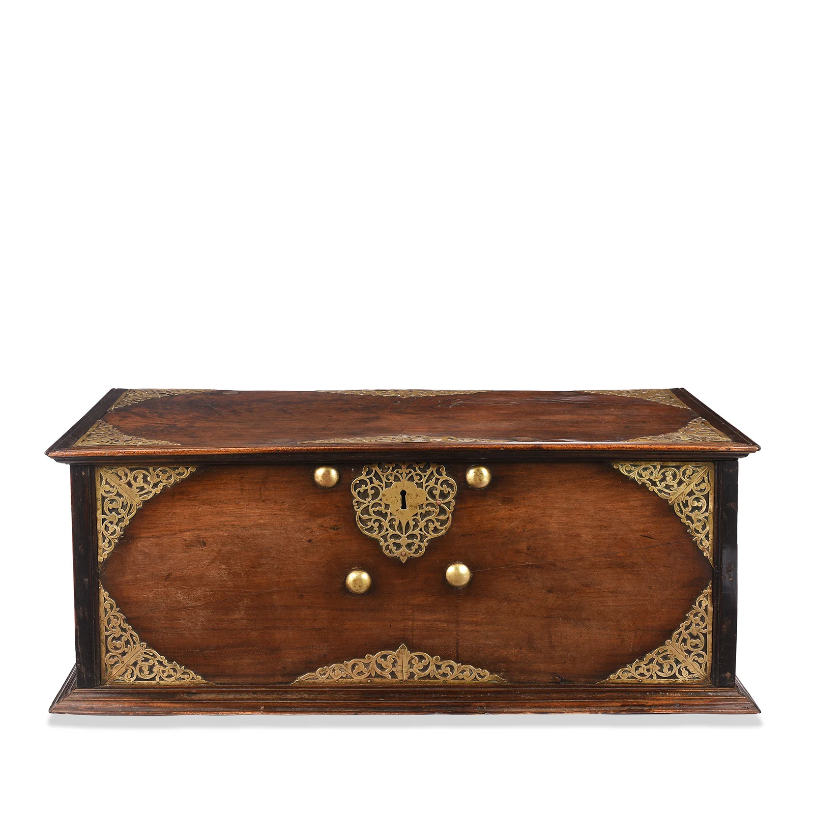 Dutch Colonial Jackfruit & Brass Chest From Ceylon/Sri-Lanka -18thC