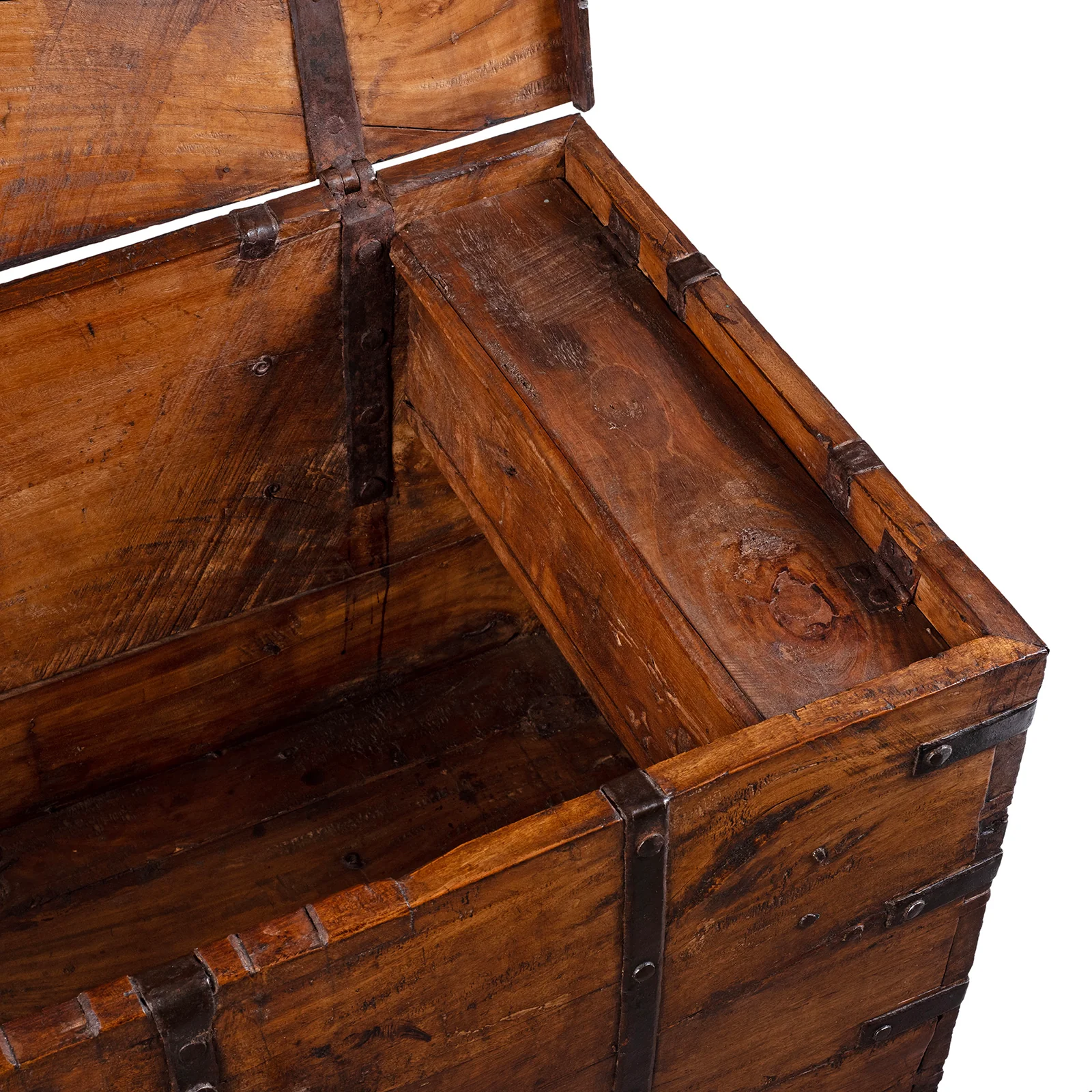 Iron Bound Teak Chest From Gujarat - 19th Century - Image 5