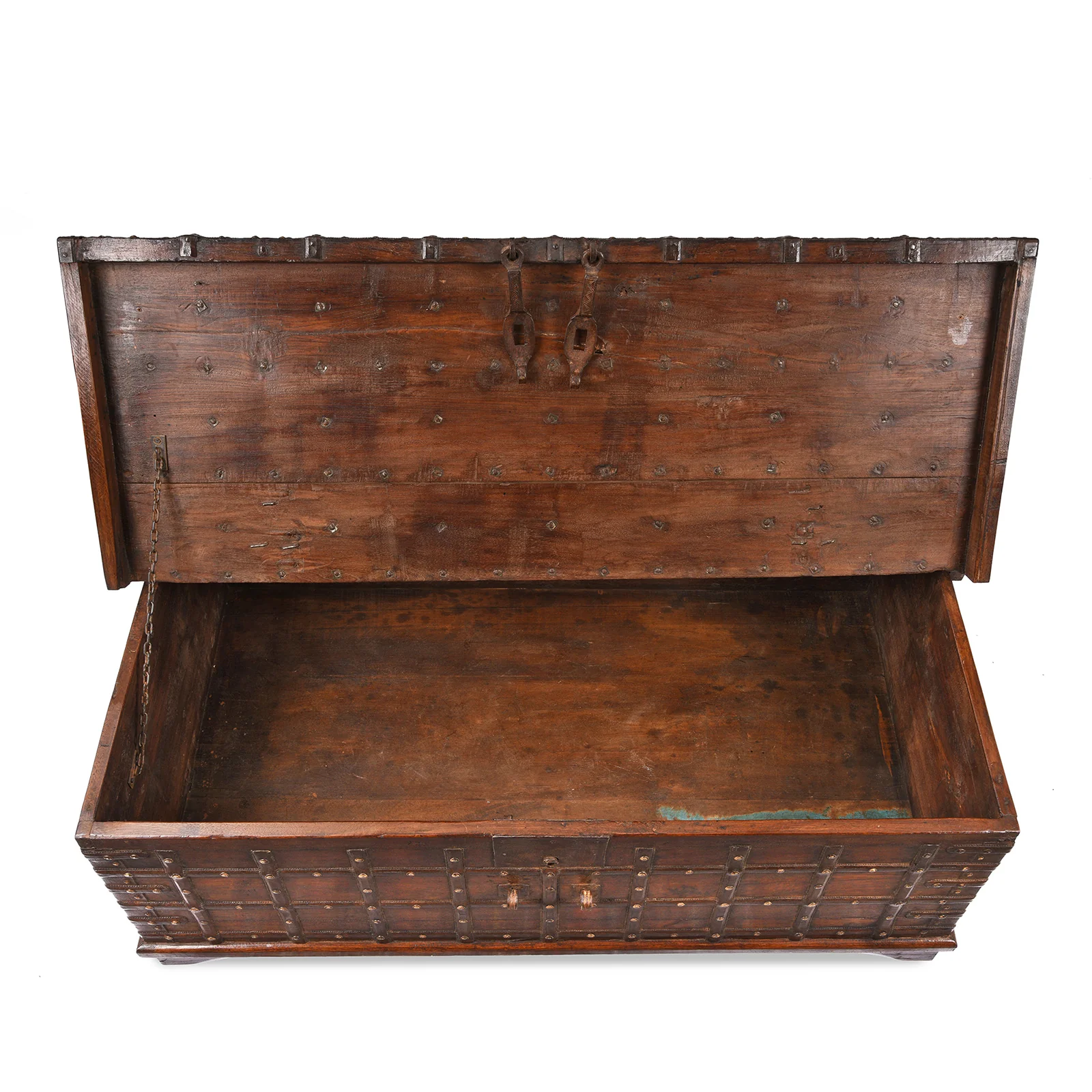 Iron Bound Teak Coffee Table Chest From Gujarat - 19th Century - Image 5