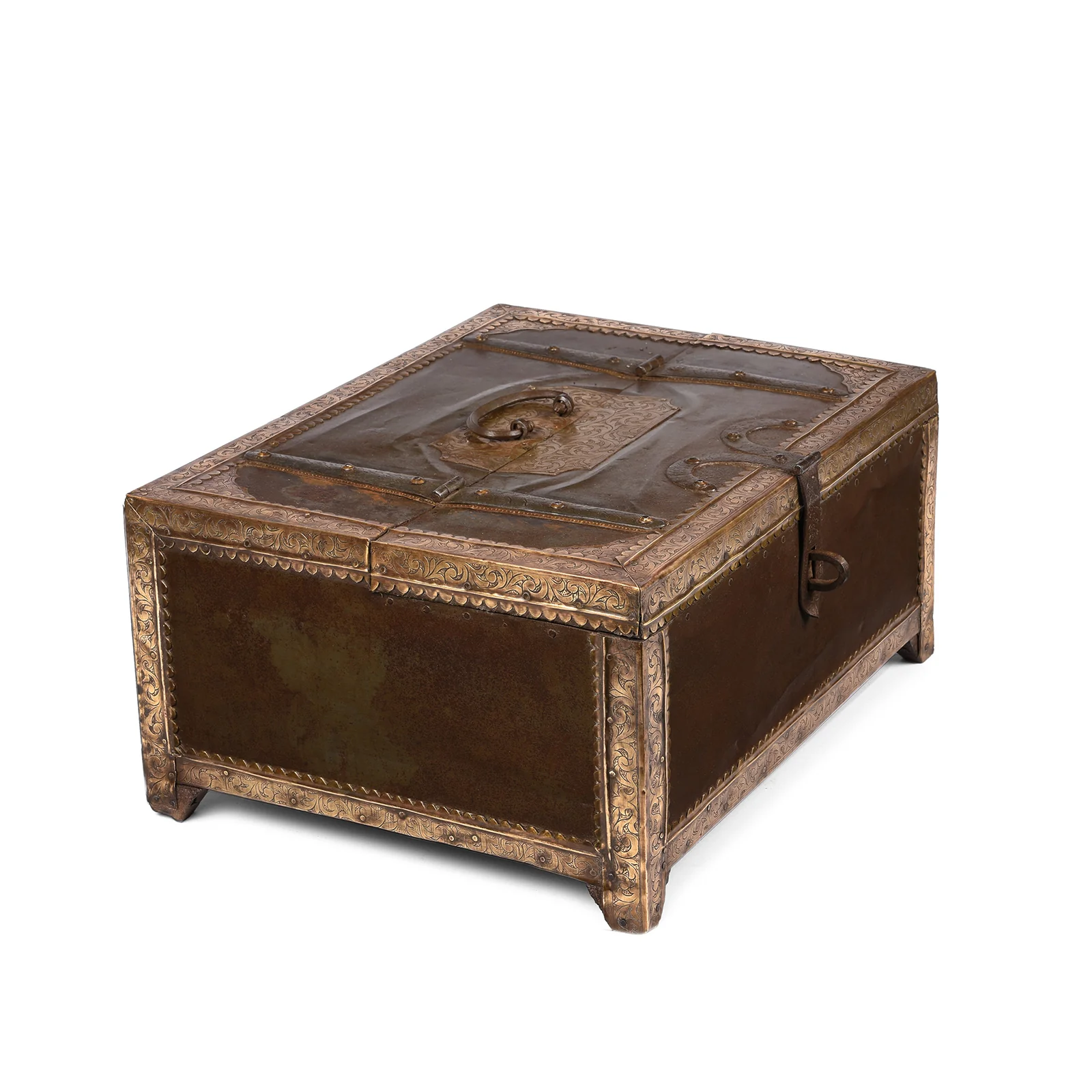 Brass & Iron Trousseau Box From Shekhawati - 19th Century - Image 5