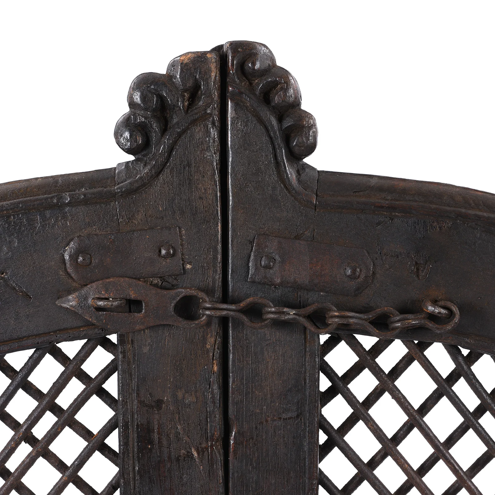 Teak & Iron Jali Dog Gate From Gujarat - 19th Century - Image 6