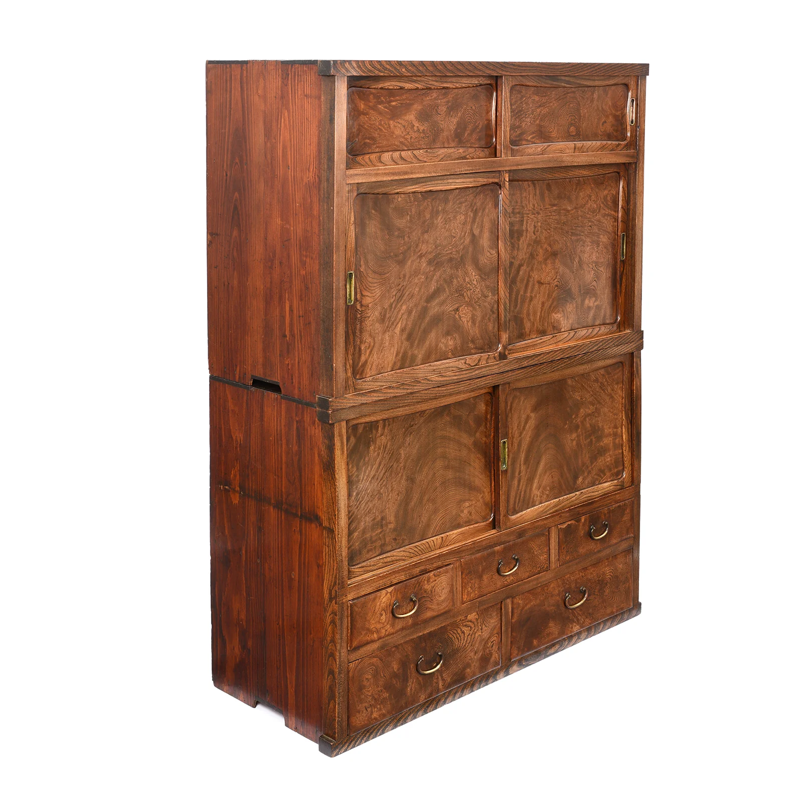 Japanese Burr Keyaki Cha Dansu Chest - Taishō Era - Image 6