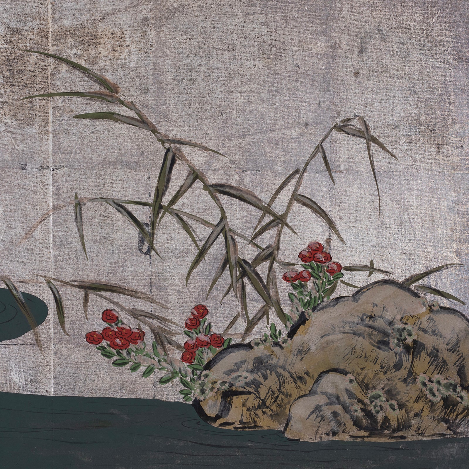 Silver Rinpa Byobu Screen - Edo Period (Ca 1850) - Image 5