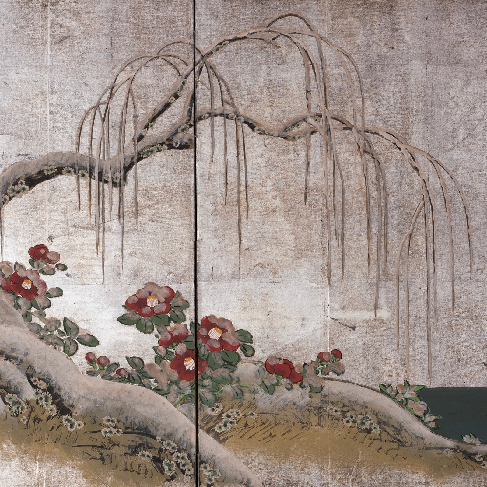 Silver Rinpa Byobu Screen - Edo Period (Ca 1850) - Image 6
