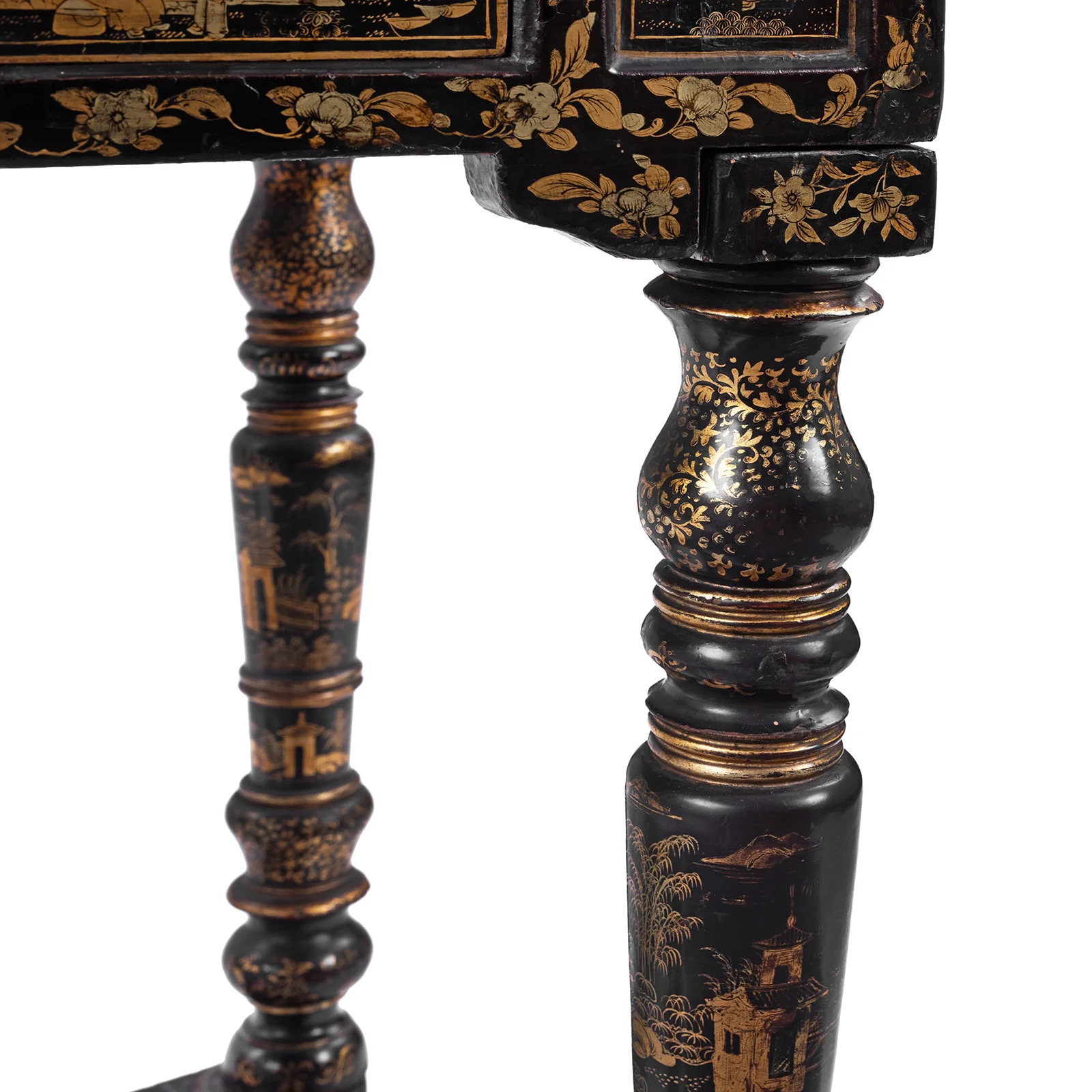 Lacquered Canton Export Bonheur De Jour Cabinet - Ca 1830 - Image 23